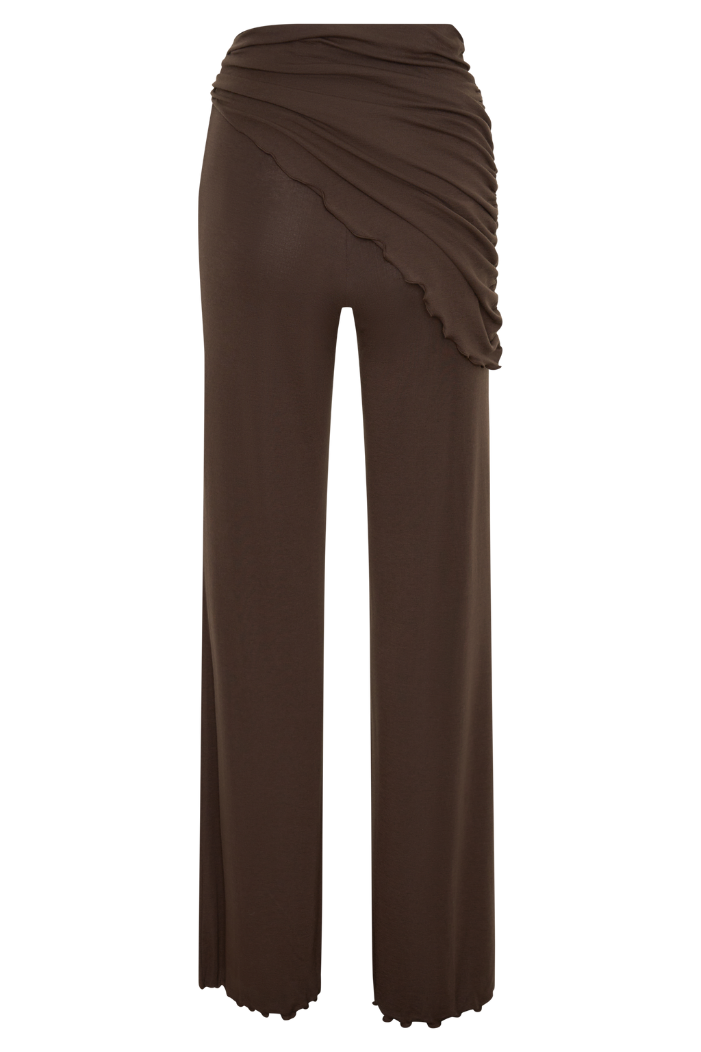 Recht model broek met tailleband - Donker chocoladebruin