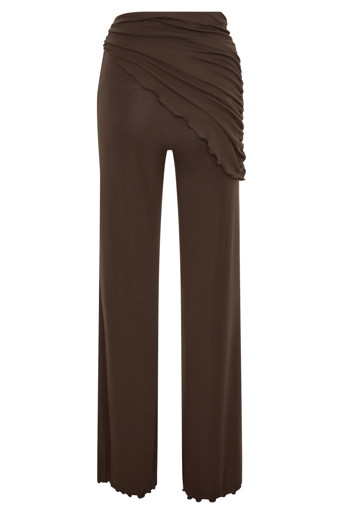 Recht model broek met tailleband - Donker chocoladebruin