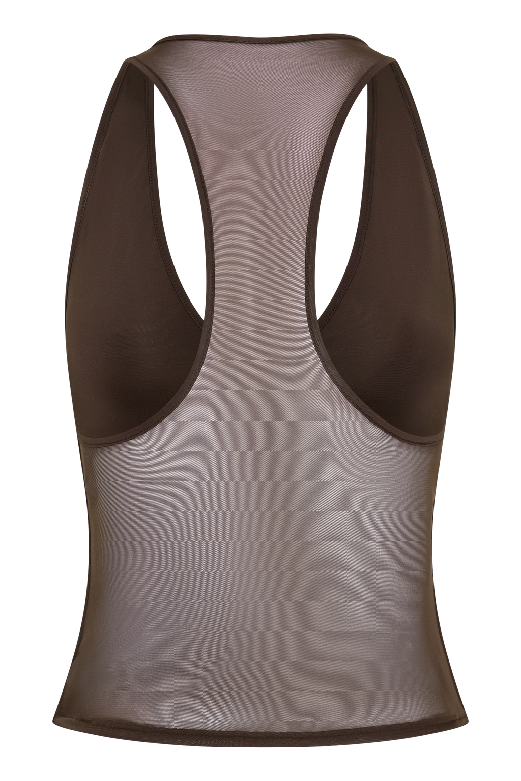 Slinky And Mesh Top - Chocolate