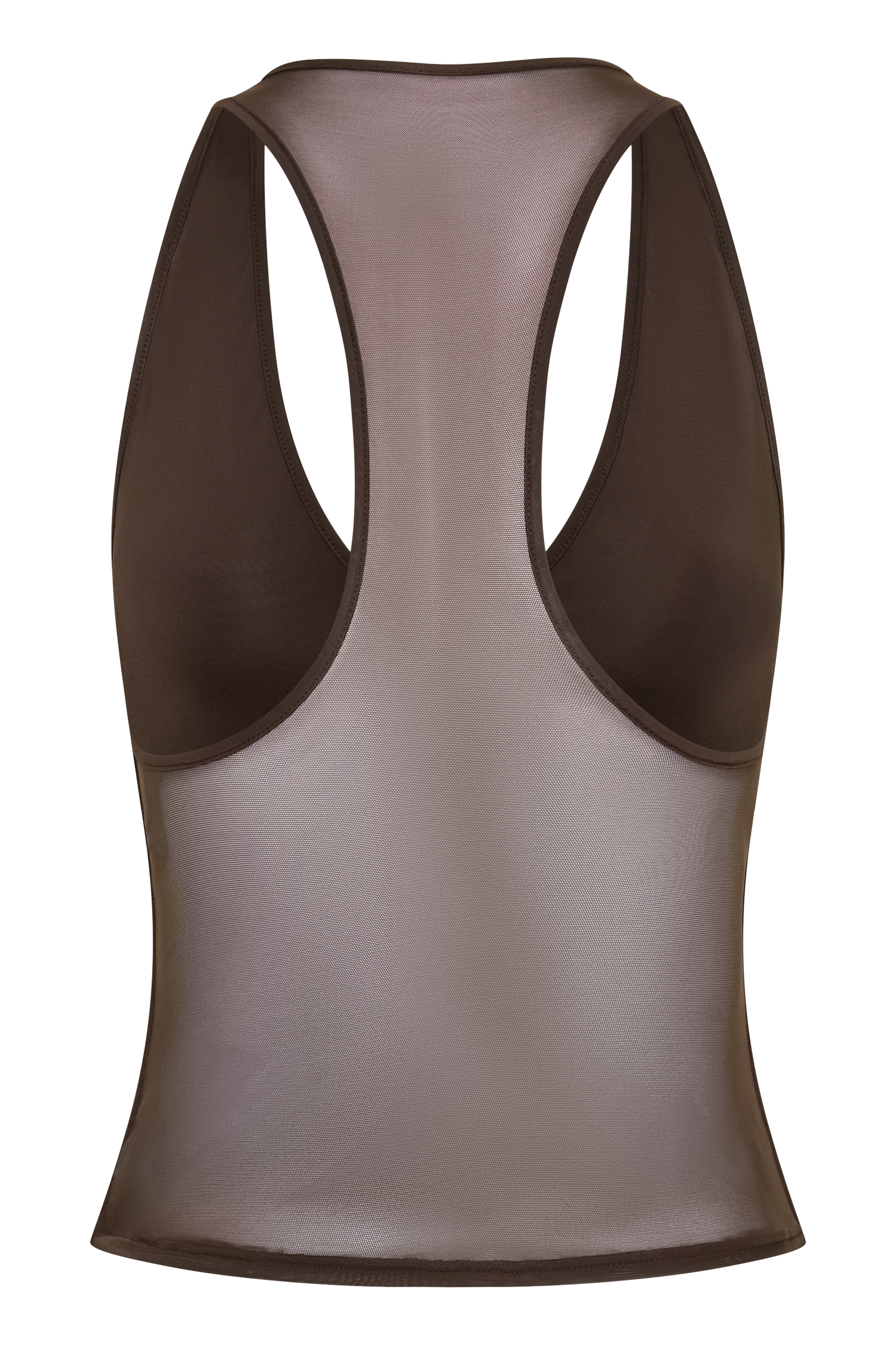 Slinky And Mesh Top - Chocolate