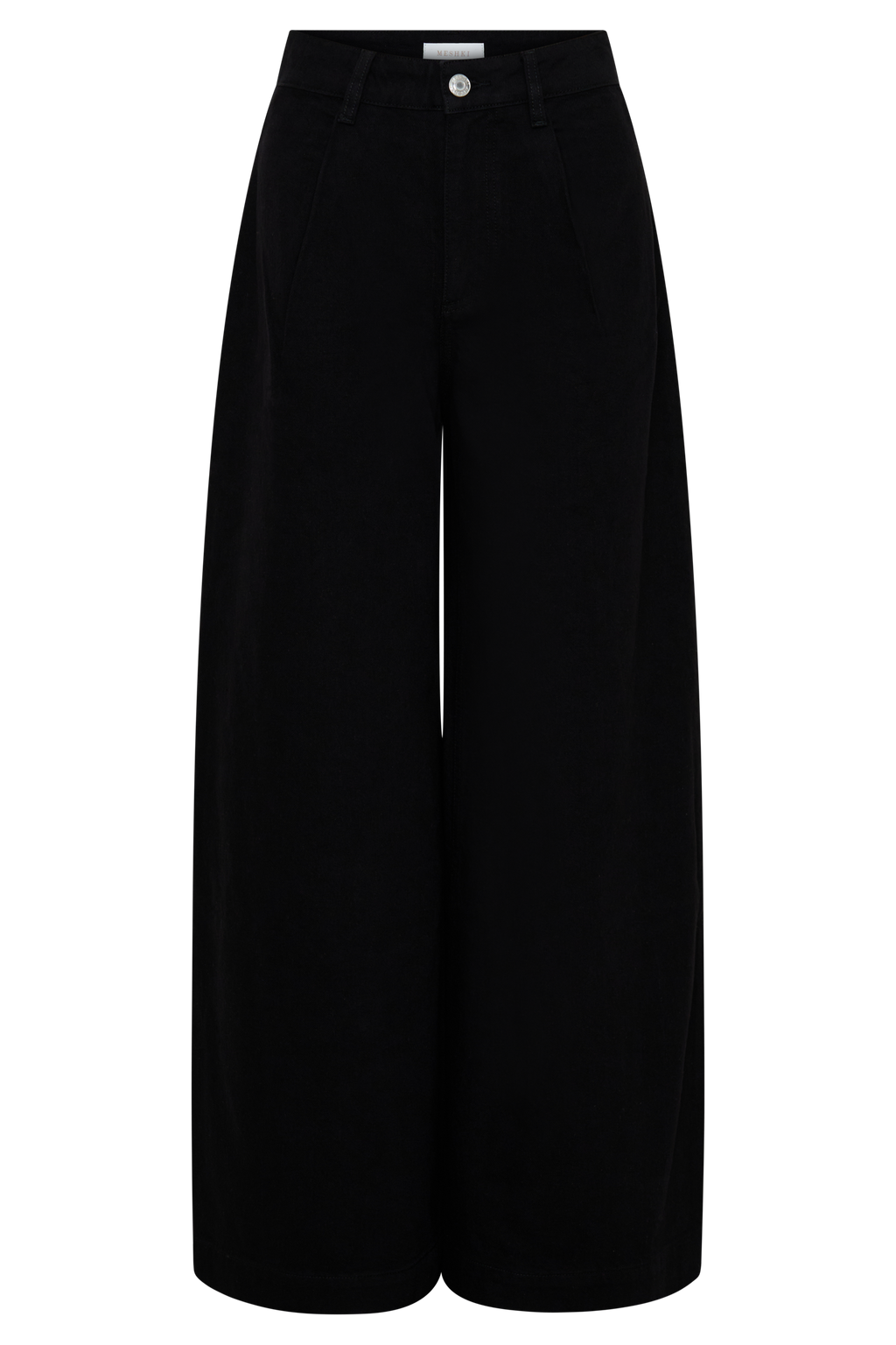 Oversized jeans met plooi aan de voorkant - Zwart