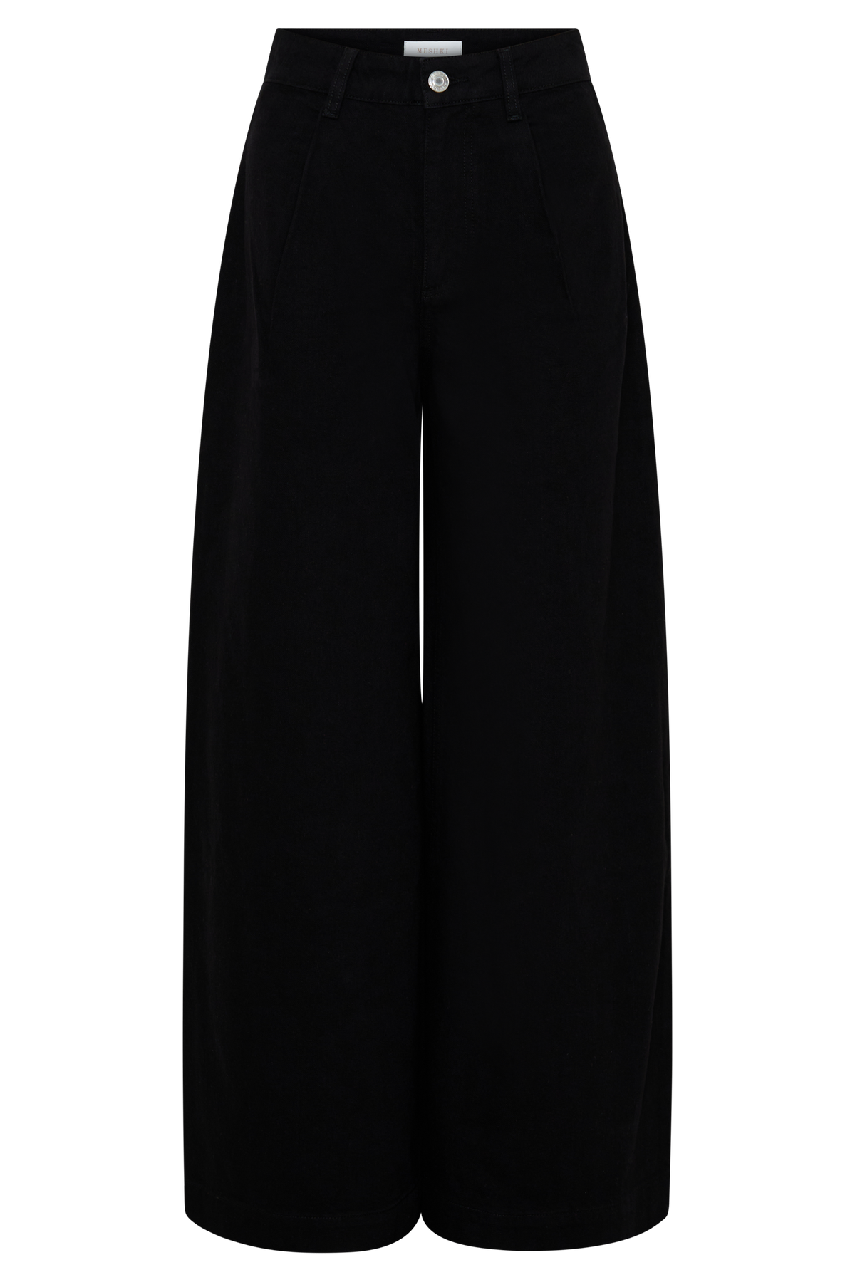 Oversized jeans met plooi aan de voorkant - Zwart