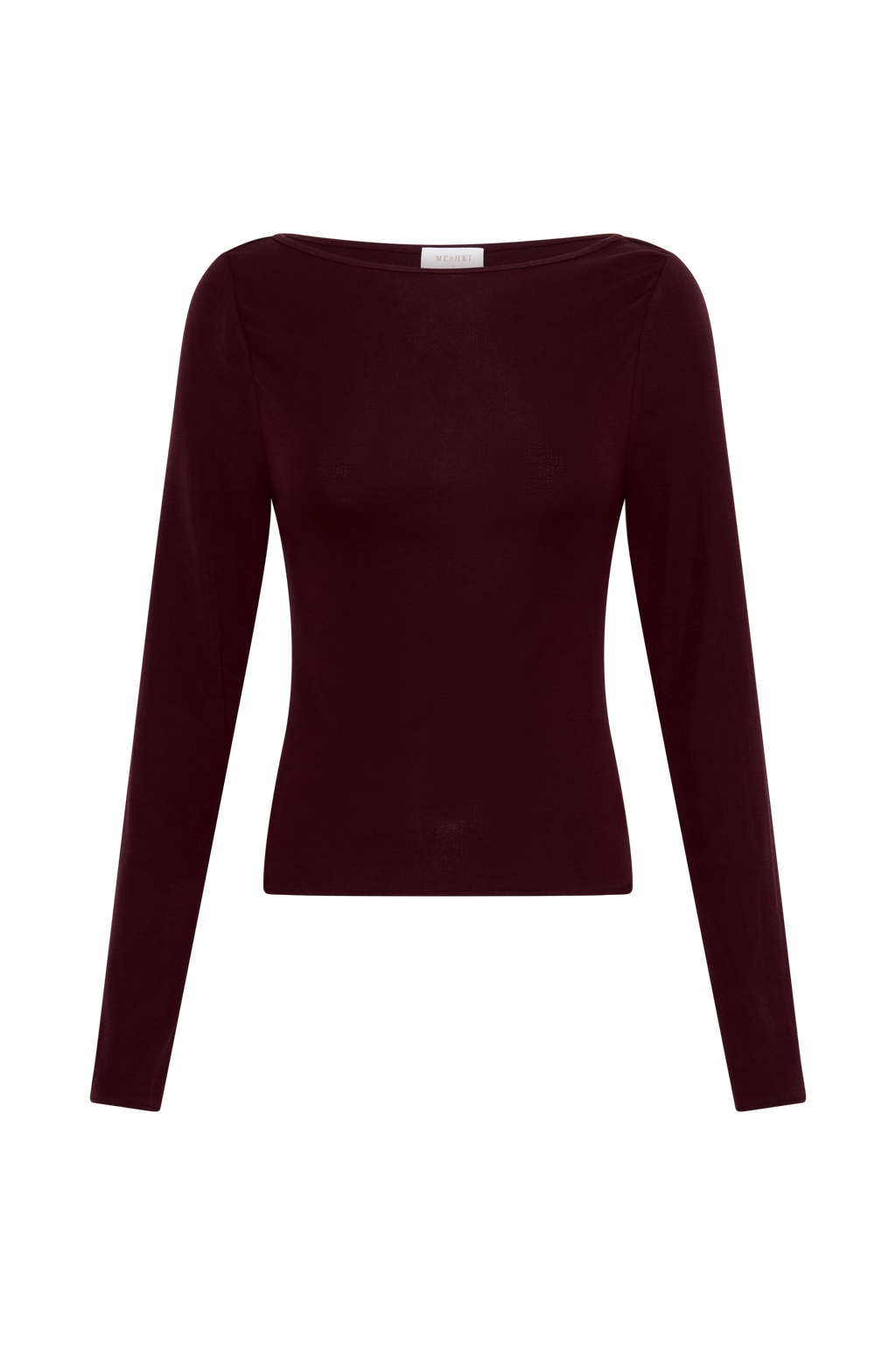 Long Sleeve Sheer Top - Burgundy