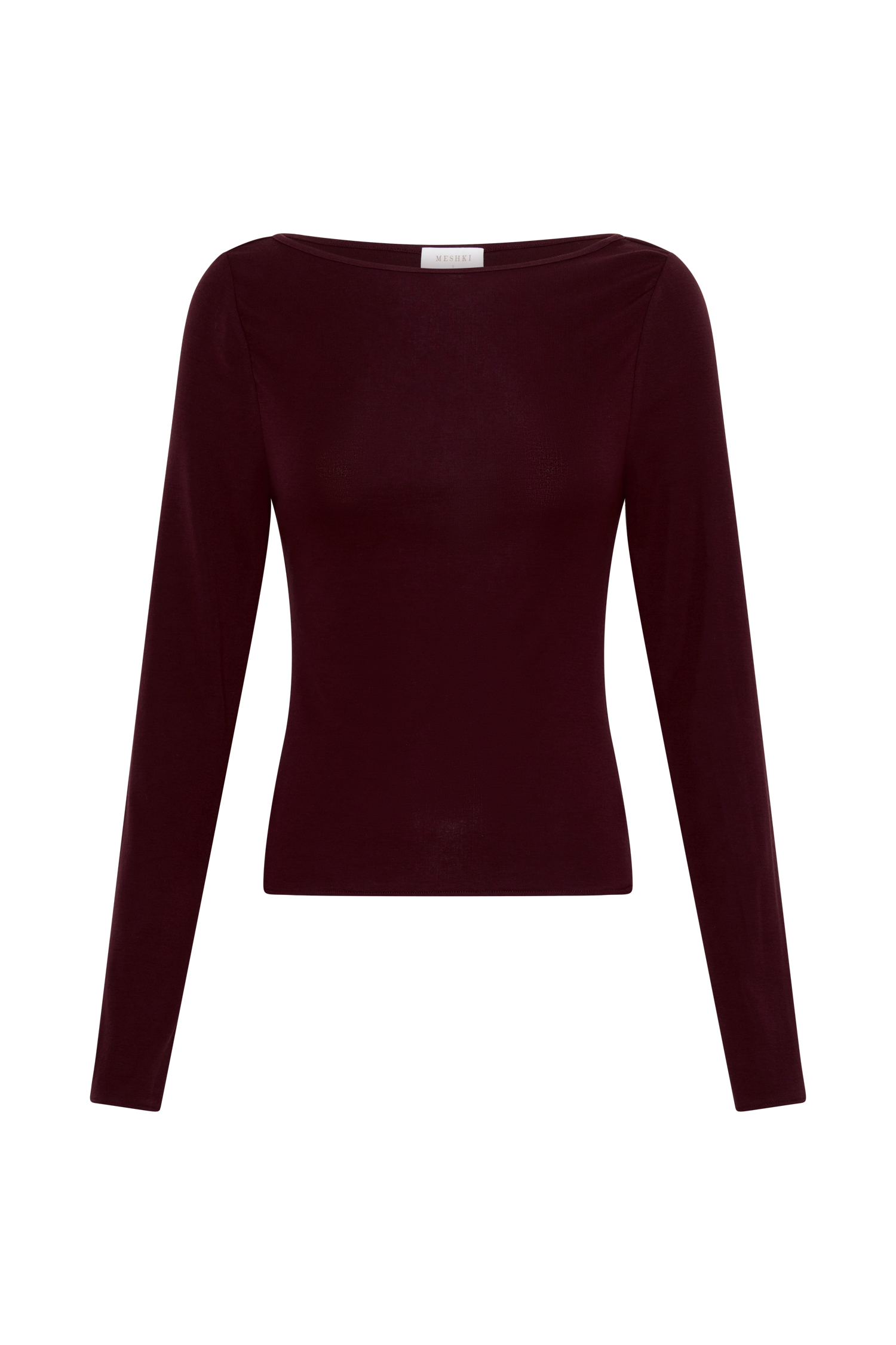 Long Sleeve Sheer Top - Burgundy