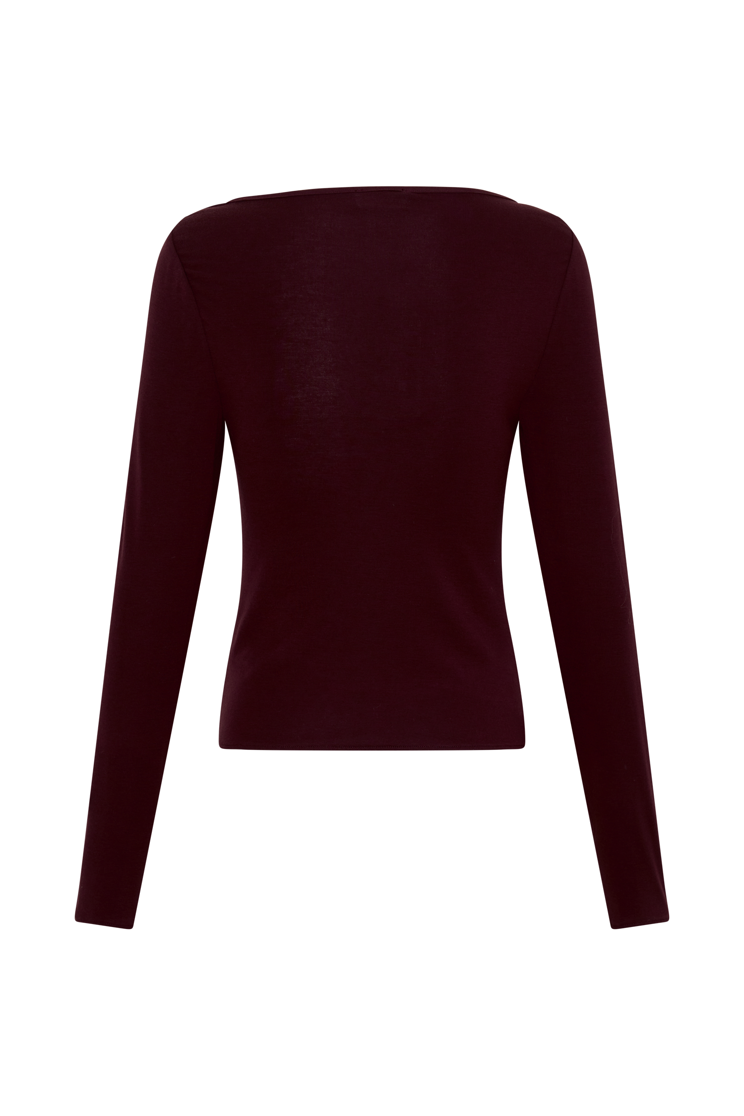 Long Sleeve Sheer Top - Burgundy