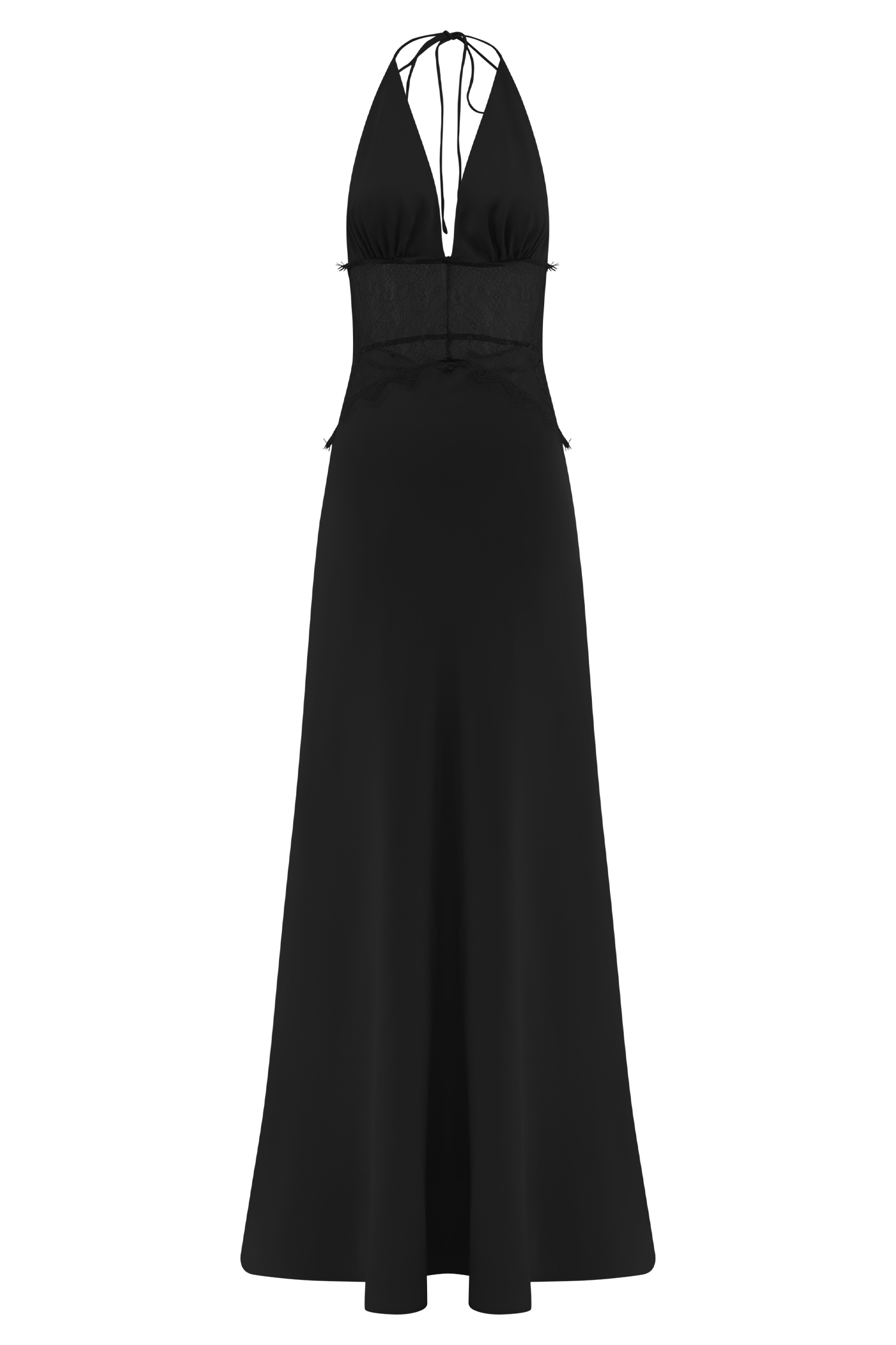 Lace And Satin Maxi Dress - Black