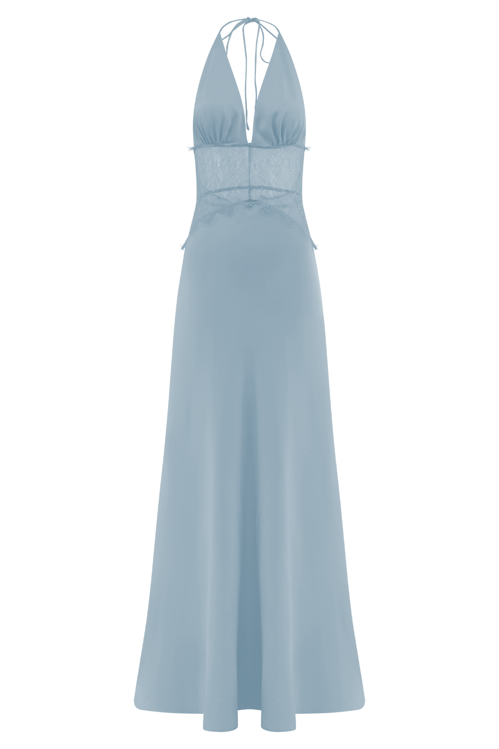 Lace And Satin Maxi Dress - Cornflower Blue