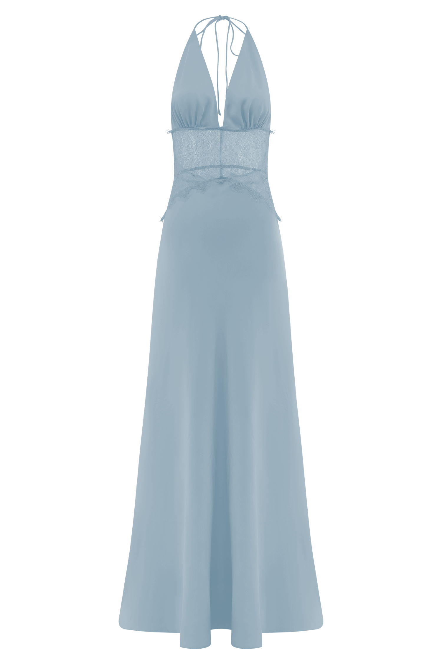 Lace And Satin Maxi Dress - Cornflower Blue