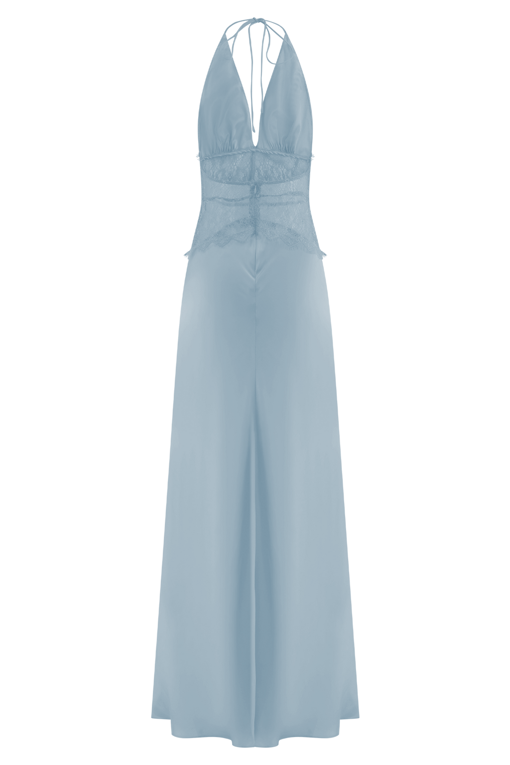 Lace And Satin Maxi Dress - Cornflower Blue