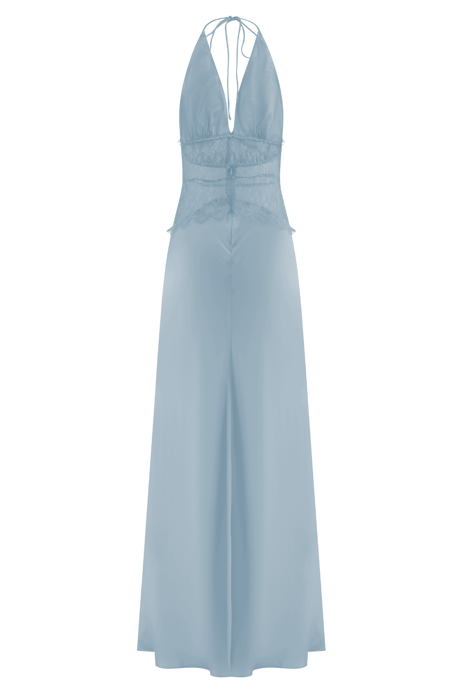 Lace And Satin Maxi Dress - Cornflower Blue