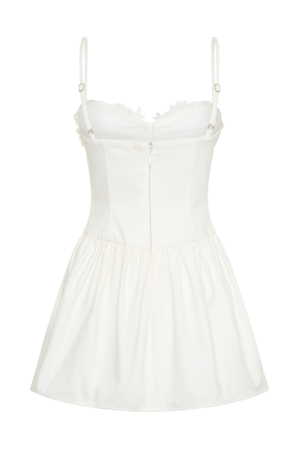 Applique Denim Bustier Mini Dress - White
