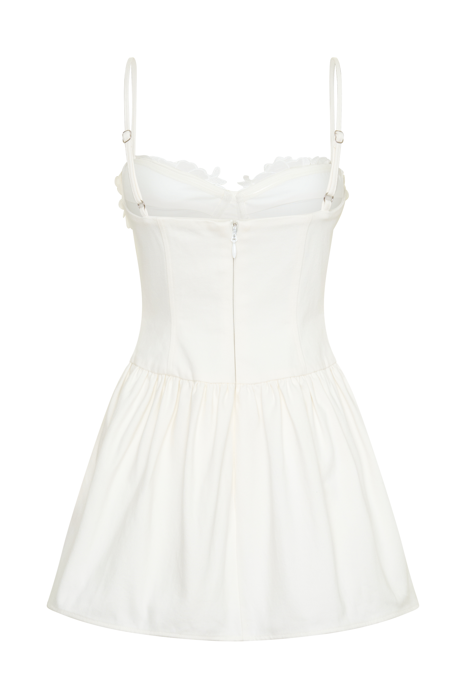 Applique Denim Bustier Mini Dress - White