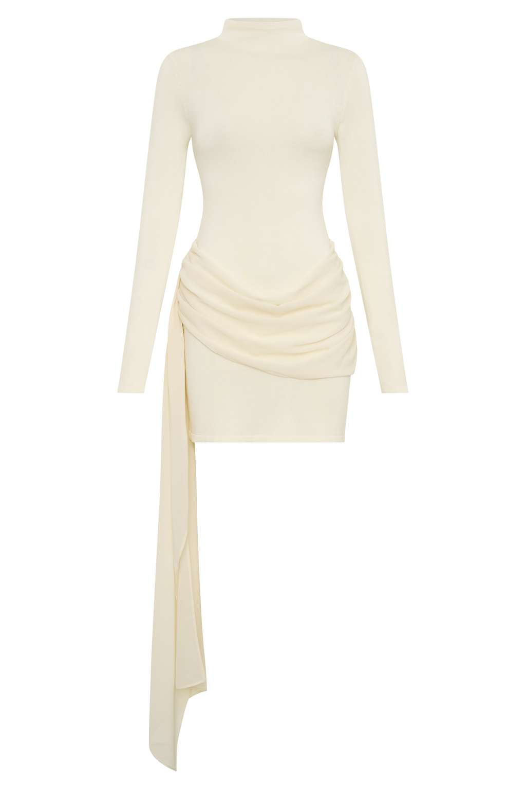Knit Chiffon Mini Dress - Buttercream