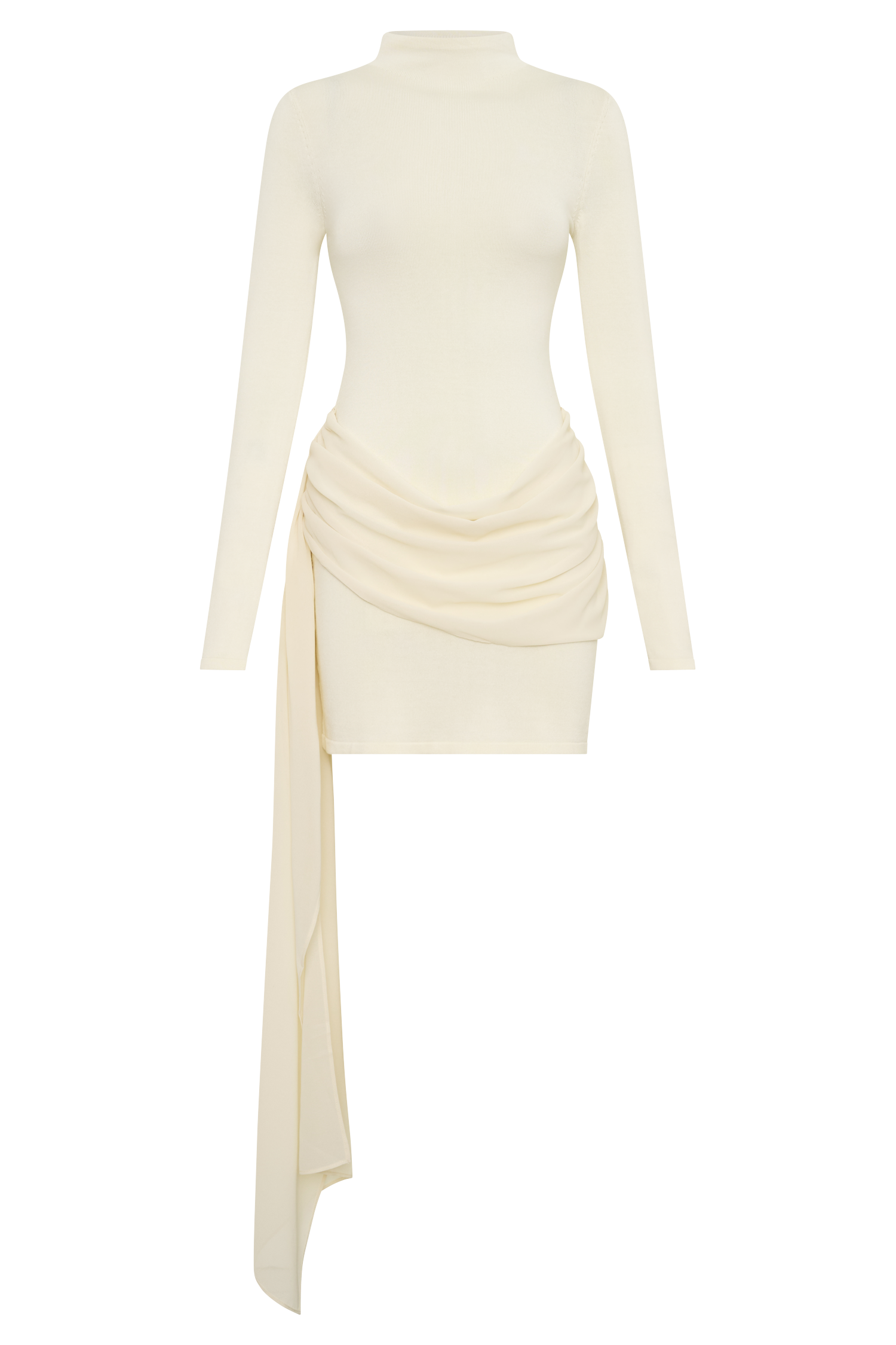 Knit Chiffon Mini Dress - Buttercream