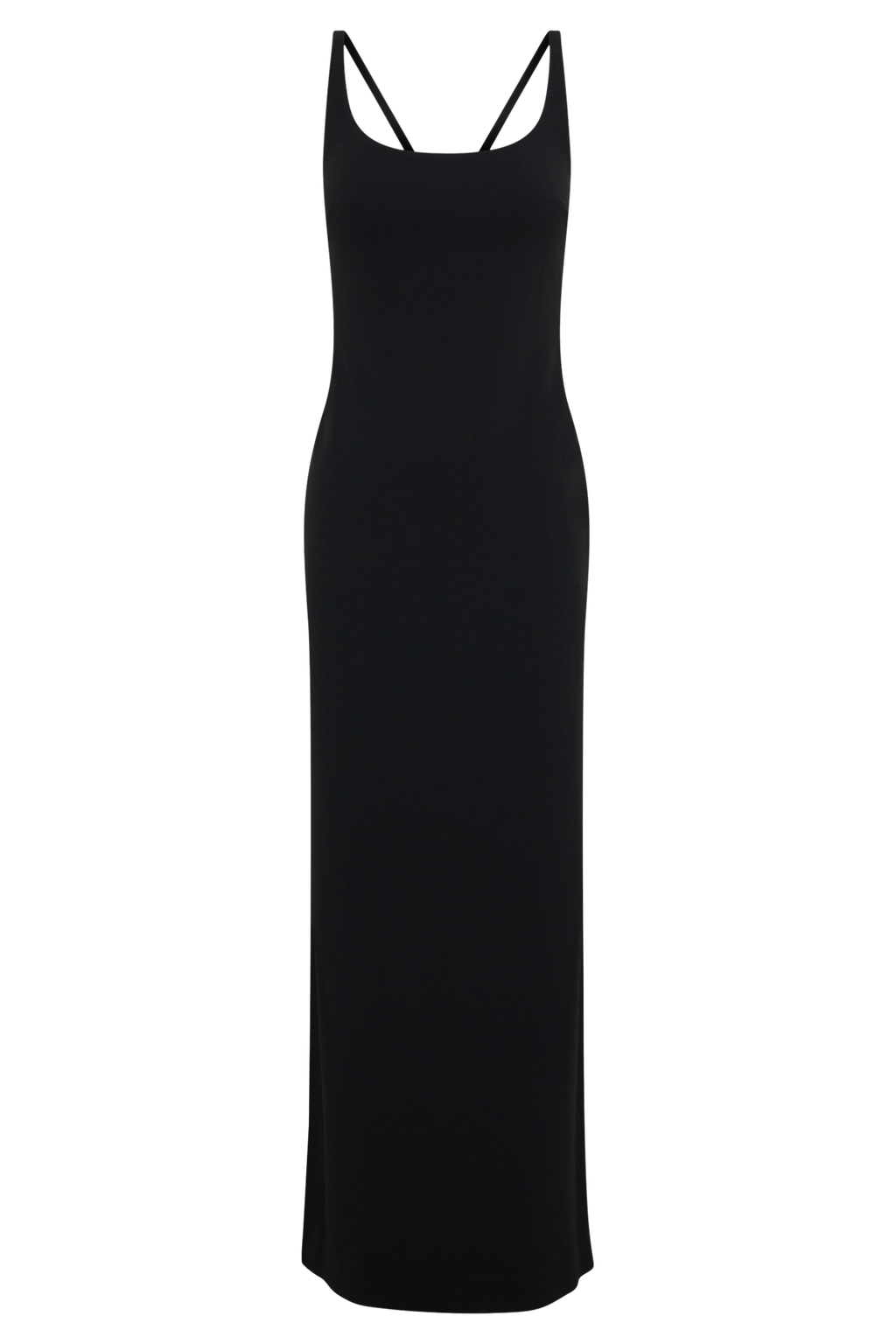 Crepe Strapped Back Maxi Dress - Black