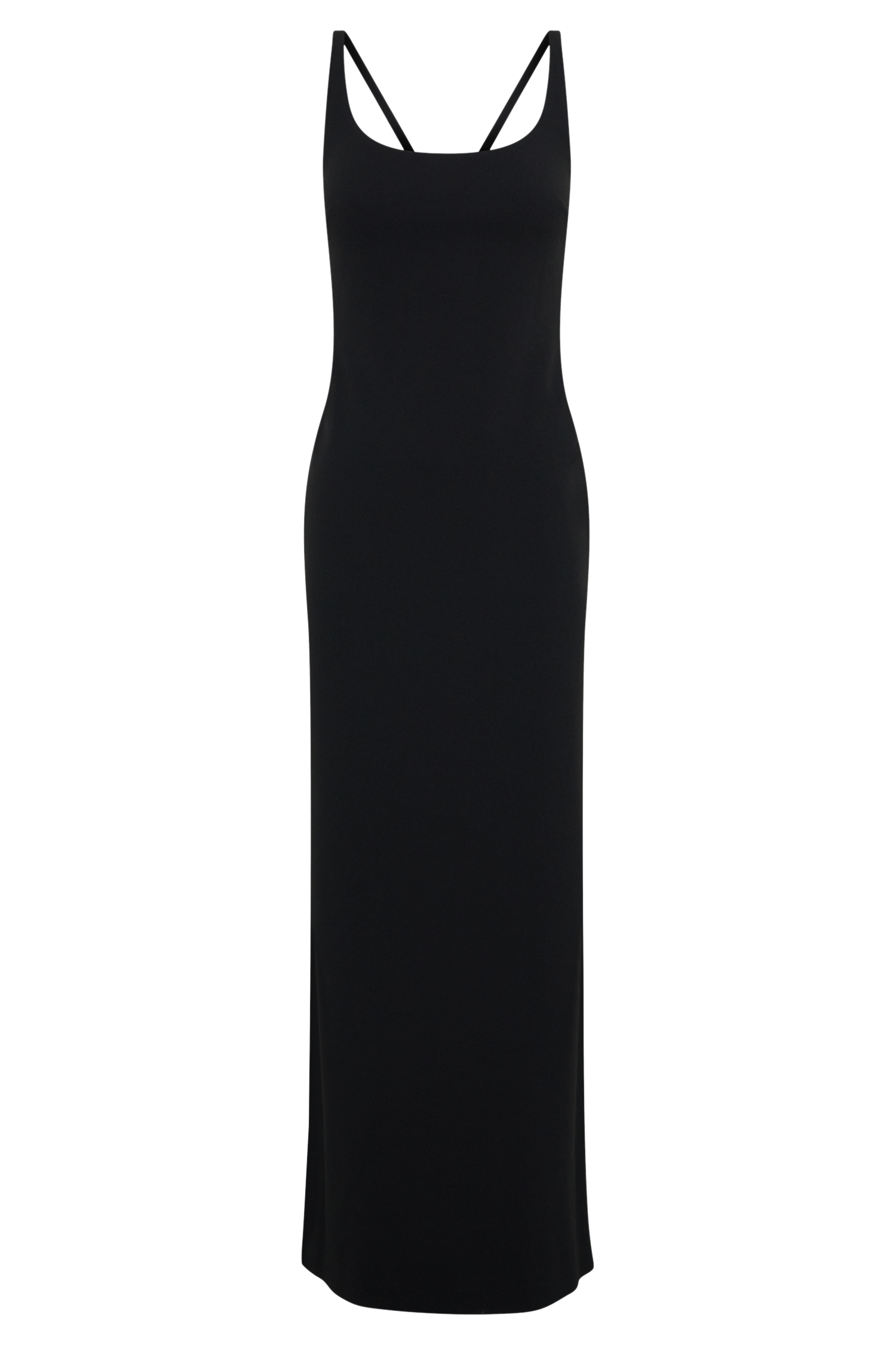 Crepe Strapped Back Maxi Dress - Black