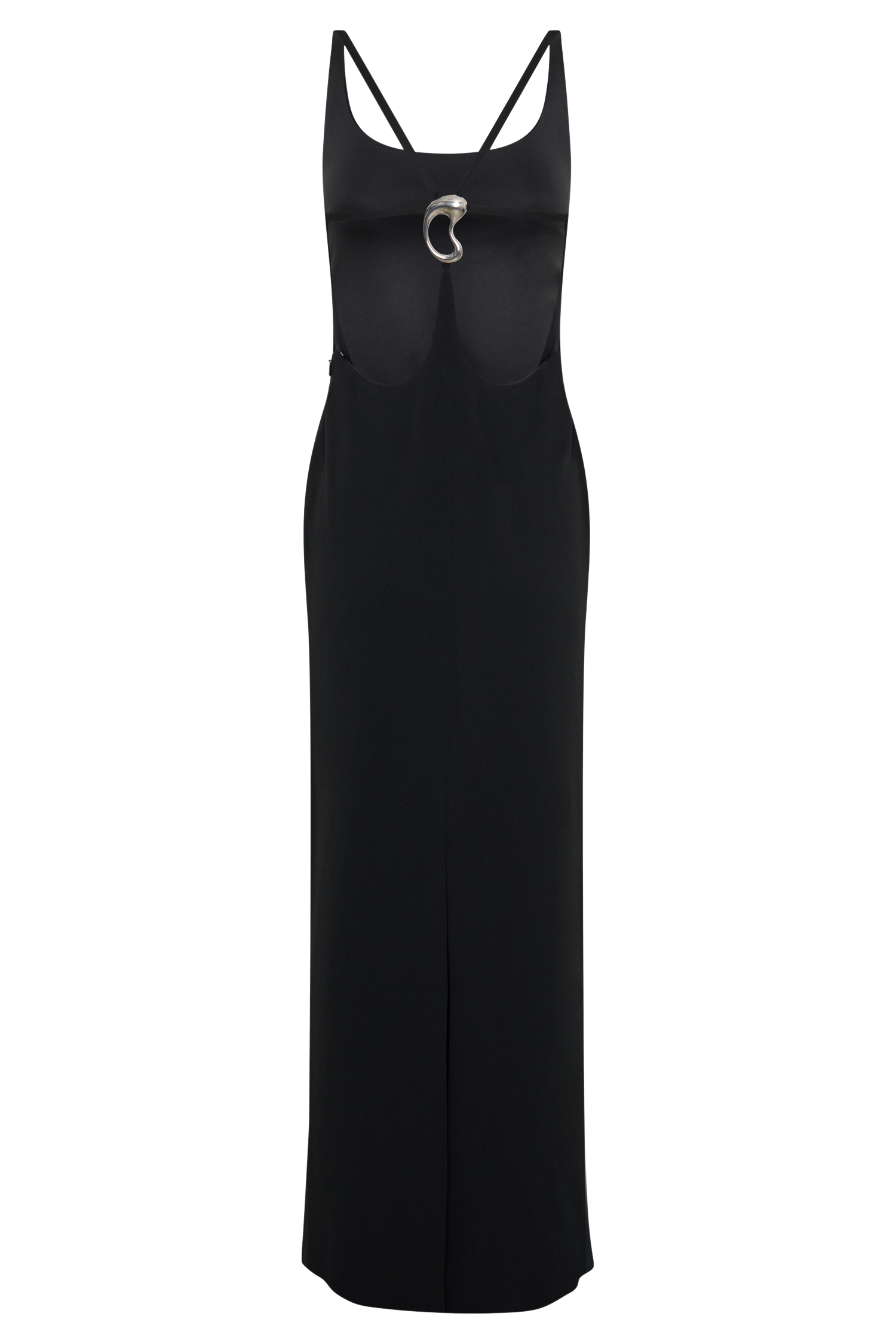 Crepe Strapped Back Maxi Dress - Black