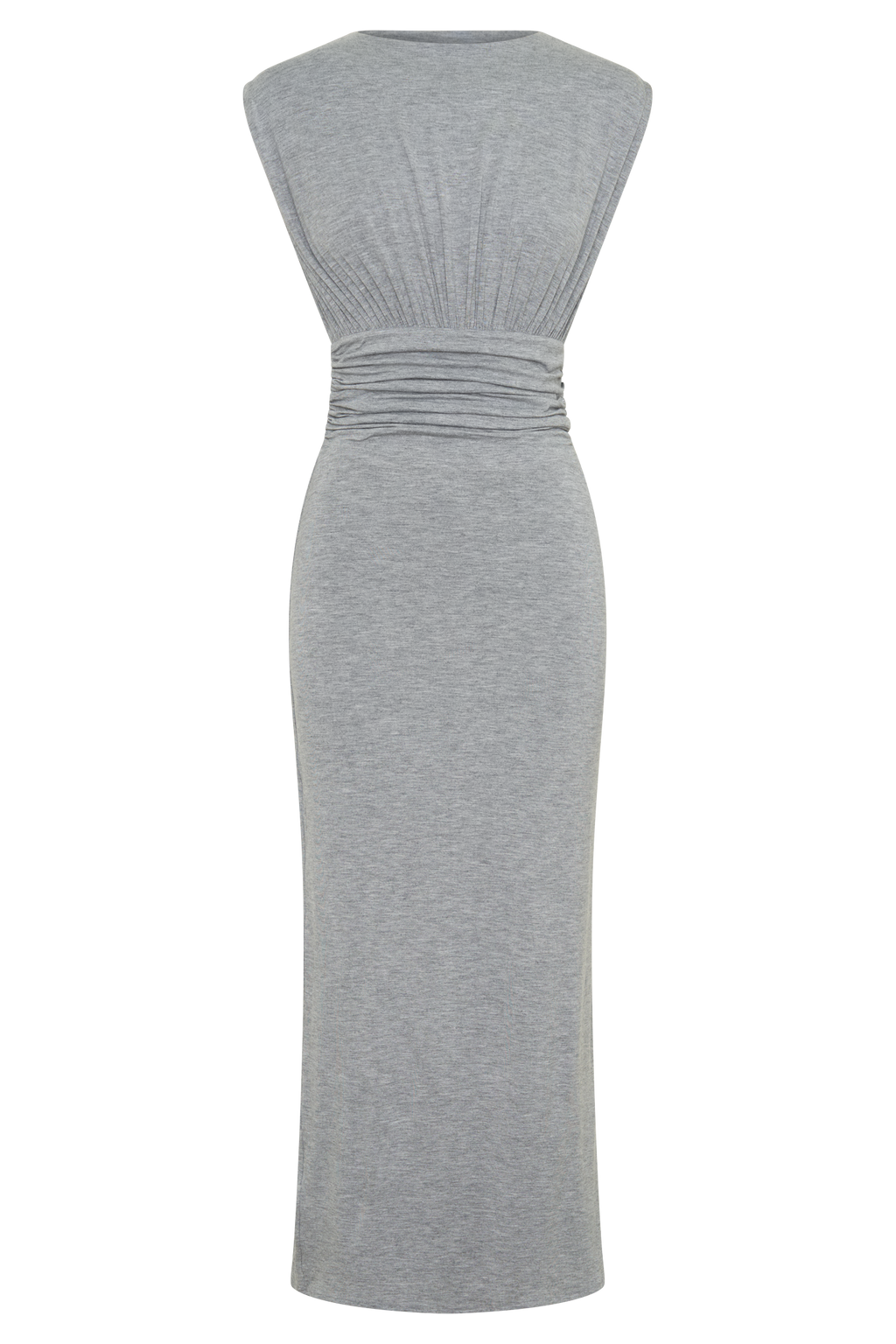 Mouwloze modal midi-jurk met rimpeldetails - grijs