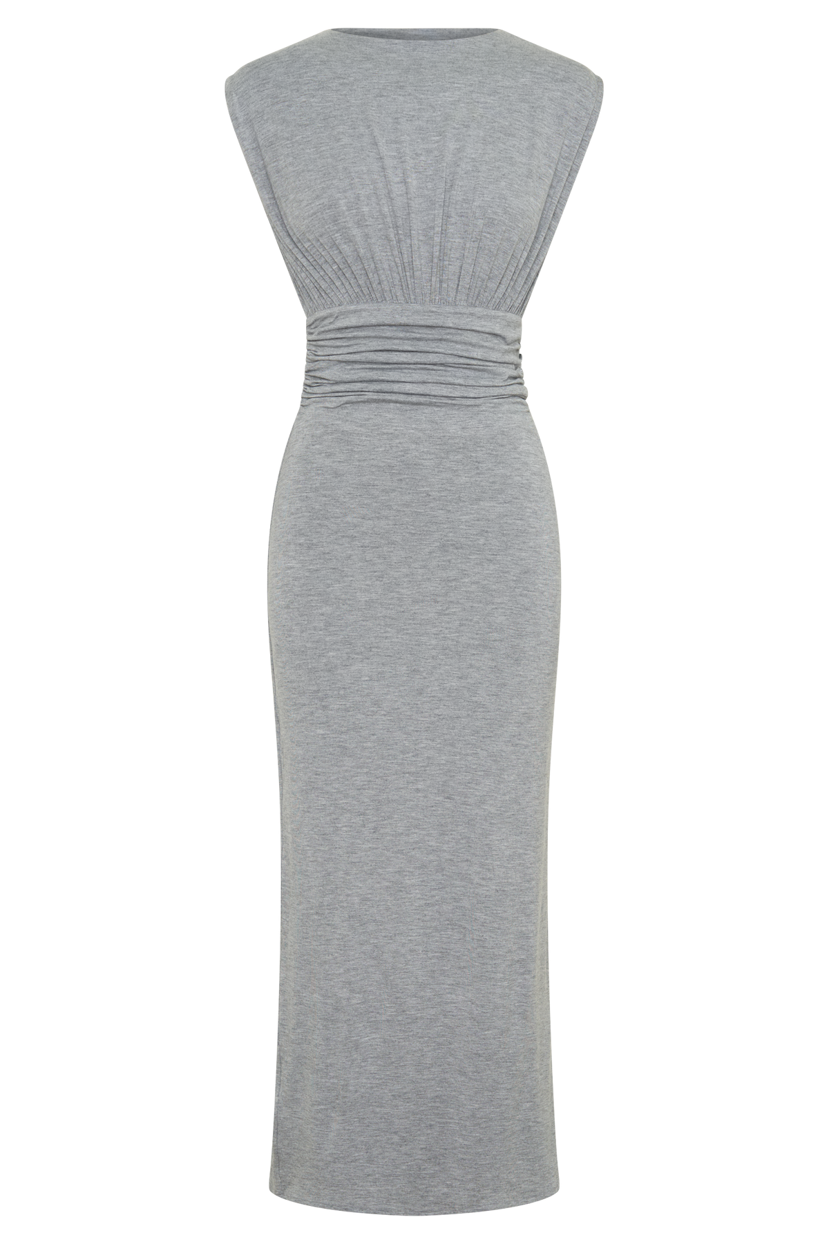 Mouwloze modal midi-jurk met rimpeldetails - grijs