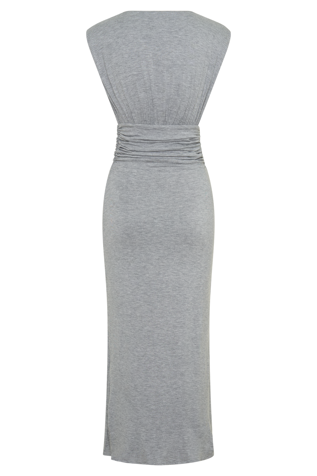 Mouwloze modal midi-jurk met rimpeldetails - grijs