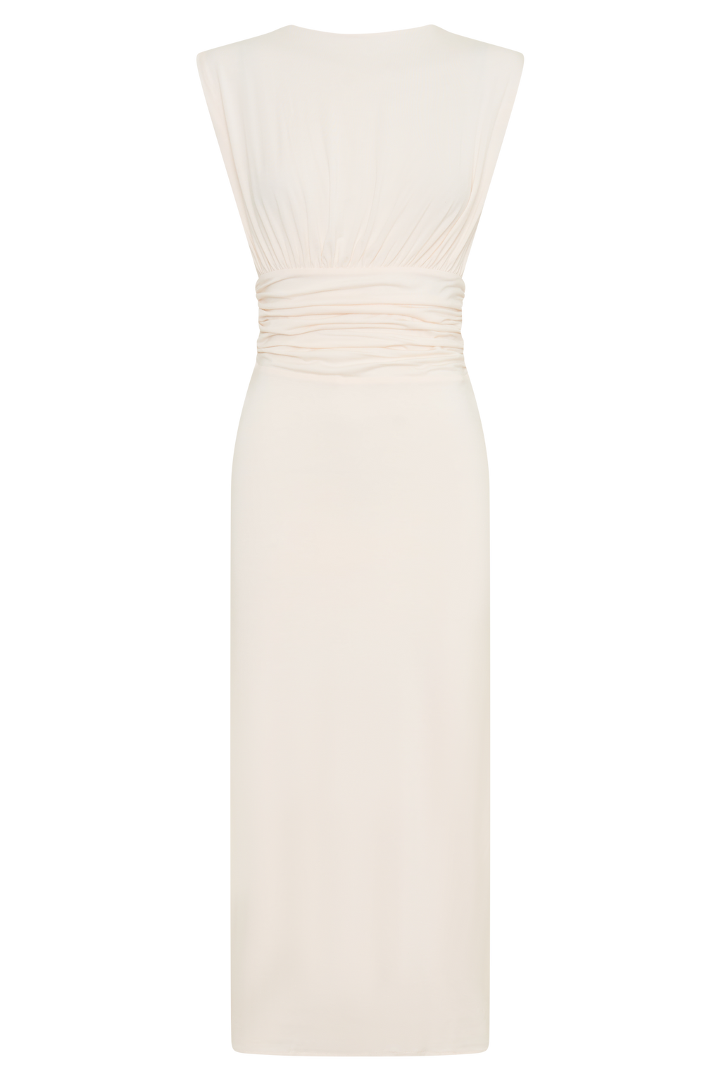 Ruched Modal Sleeveless Midi Dress - Ivory