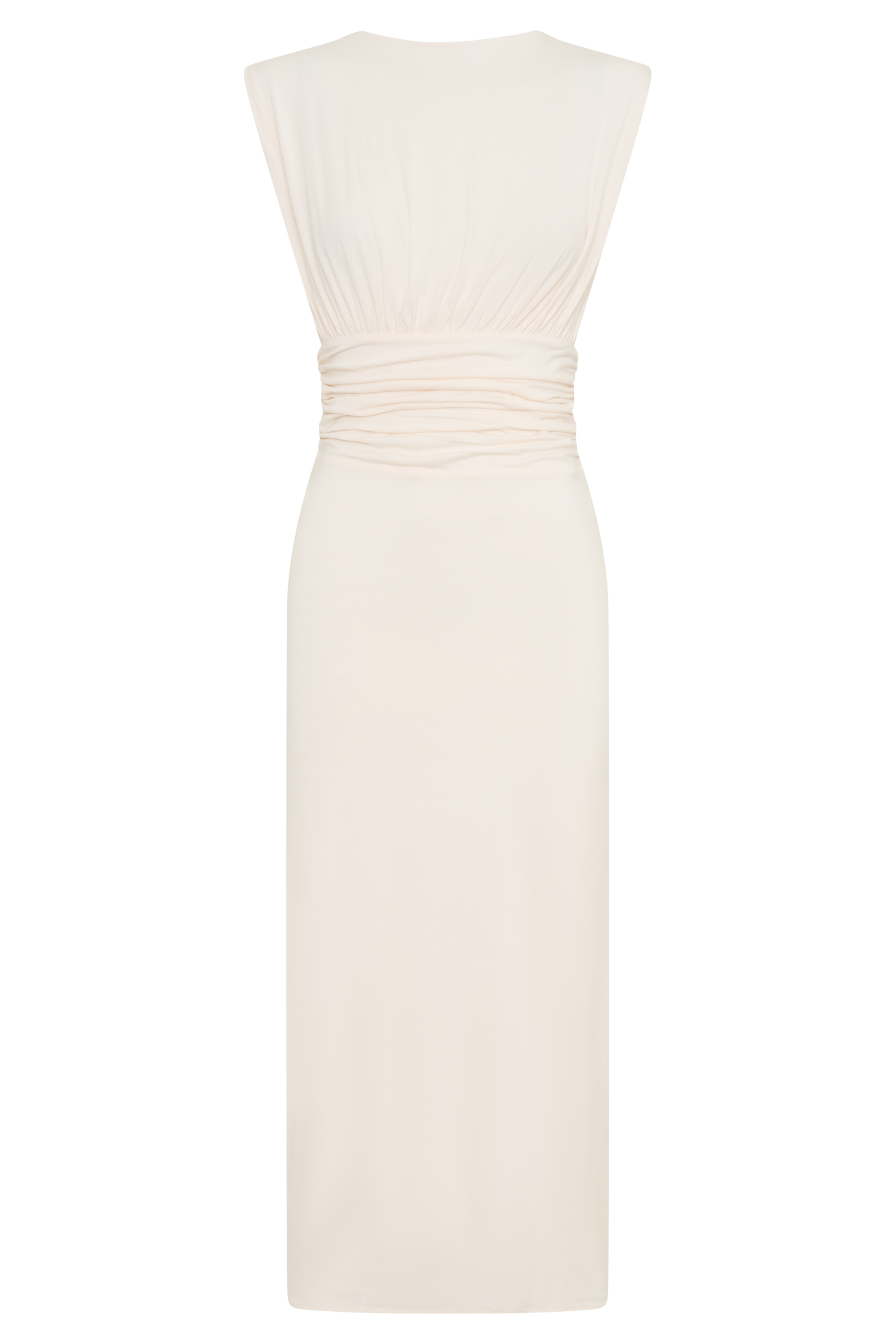 Ruched Modal Sleeveless Midi Dress - Ivory