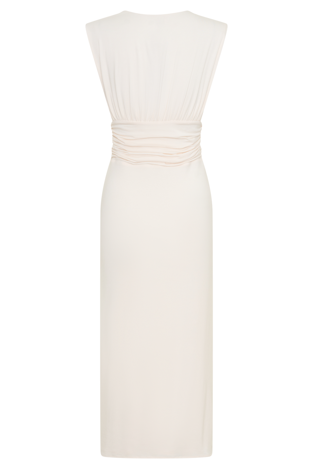 Ruched Modal Sleeveless Midi Dress - Ivory