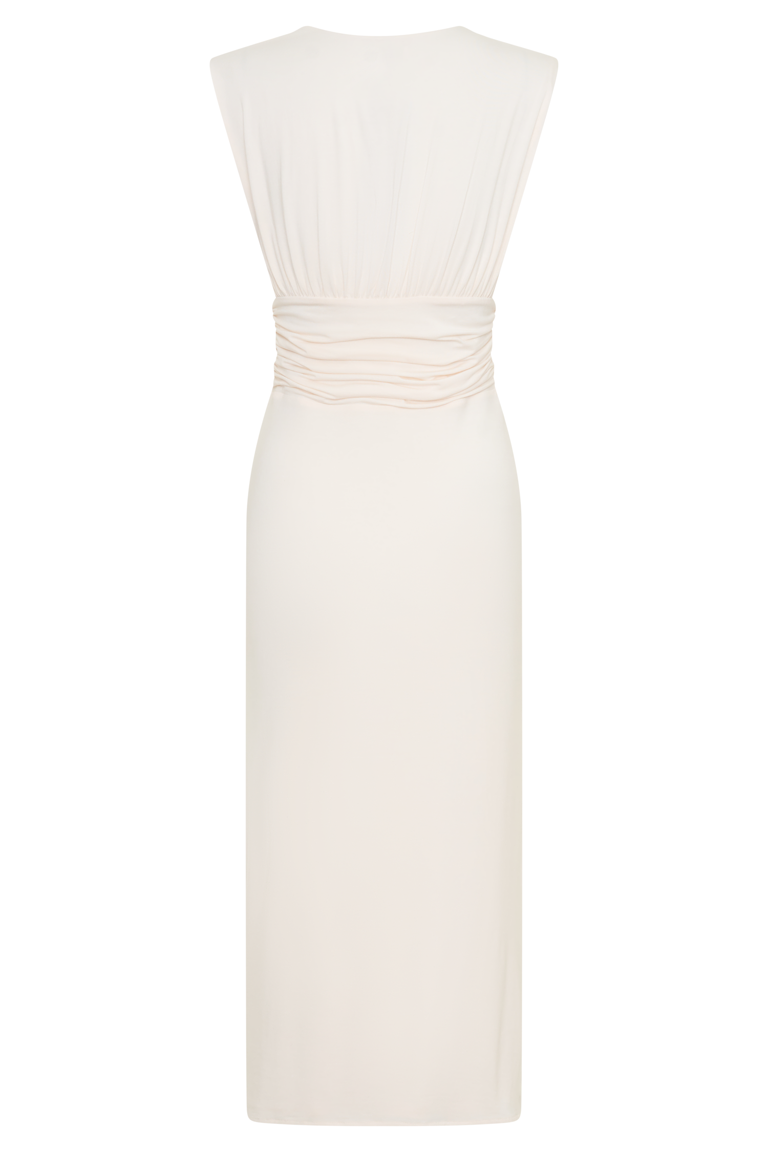 Ruched Modal Sleeveless Midi Dress - Ivory