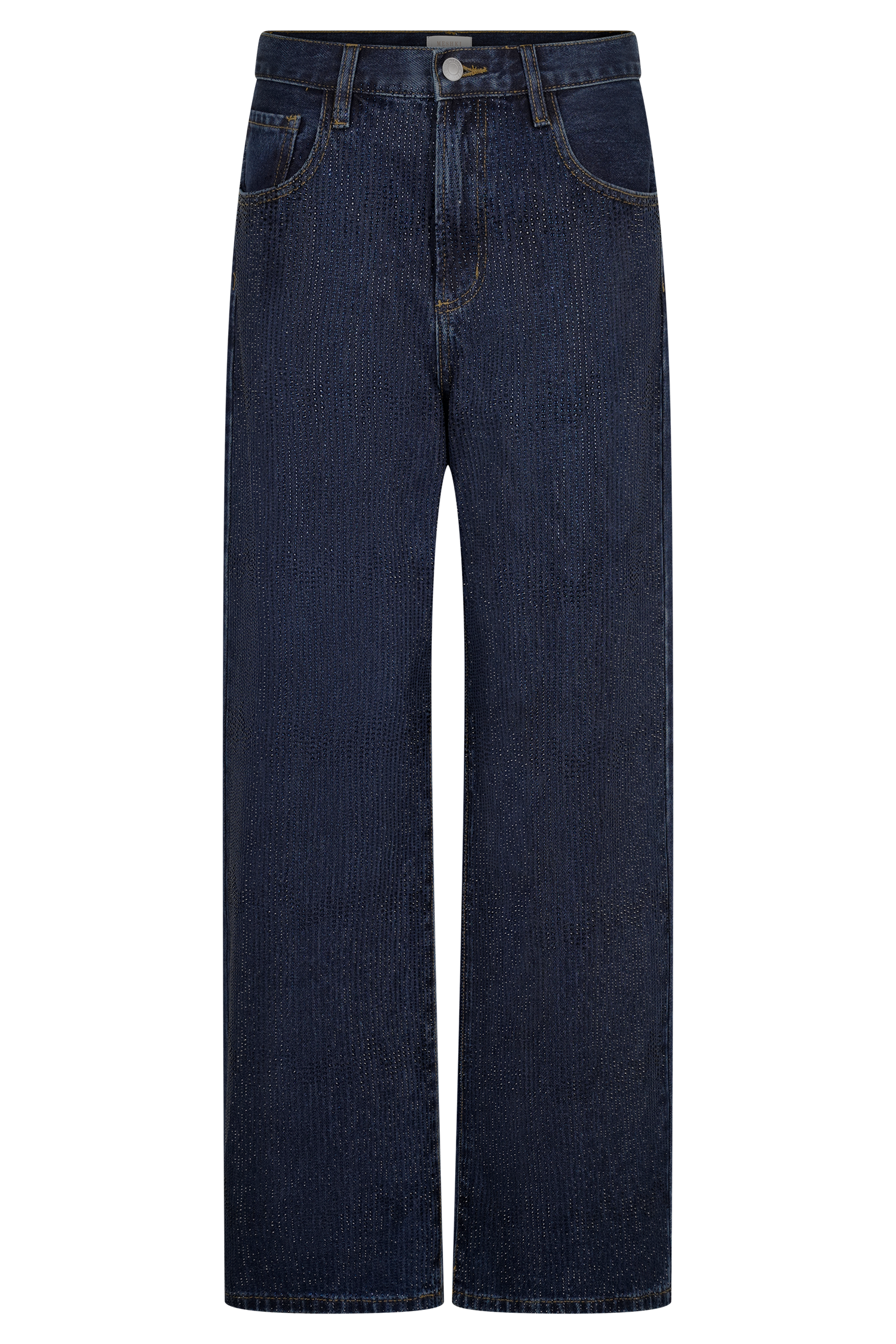 Mid Rise Diamante Denim Jeans - Midnight Blue