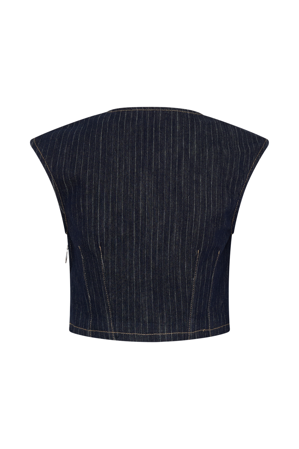 Sleeveless Denim Top - Indigo Pinstripe