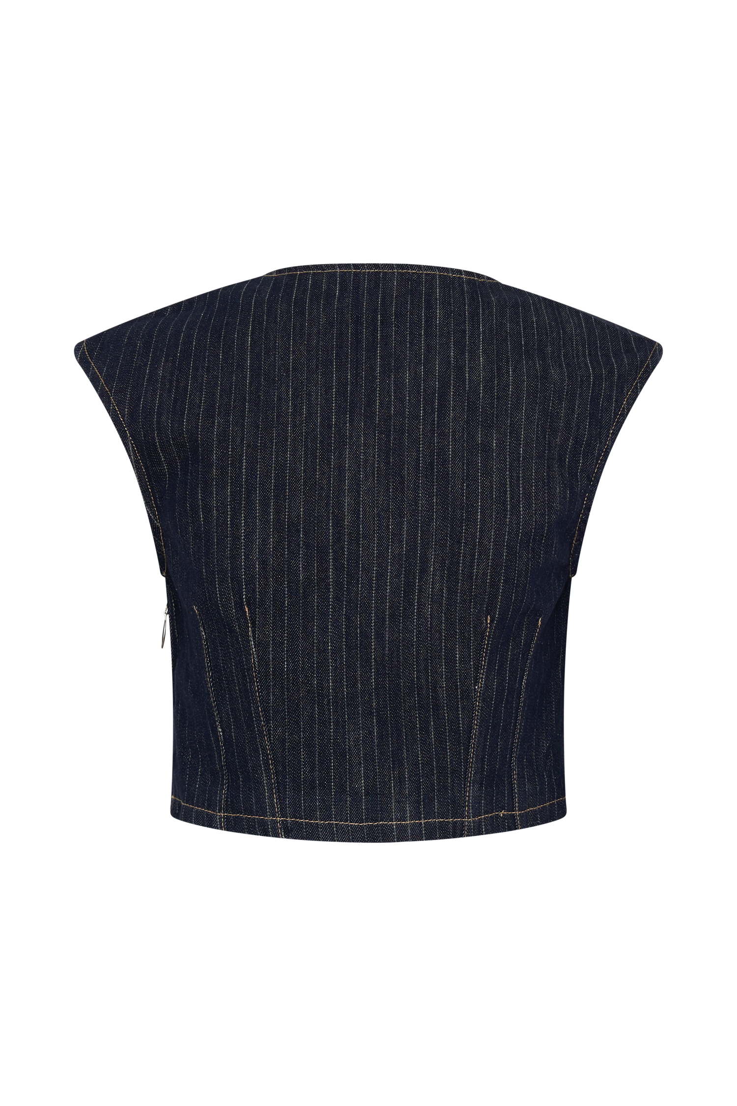 Sleeveless Denim Top - Indigo Pinstripe