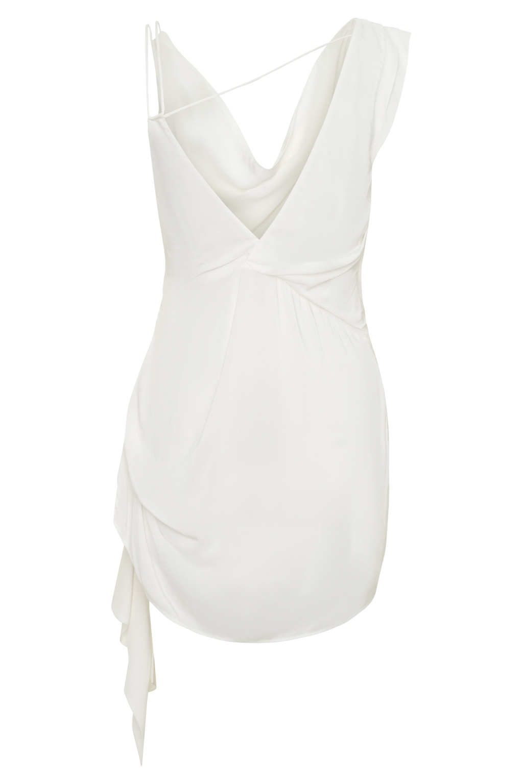 Cowl Drape Satin Mini Dress - White