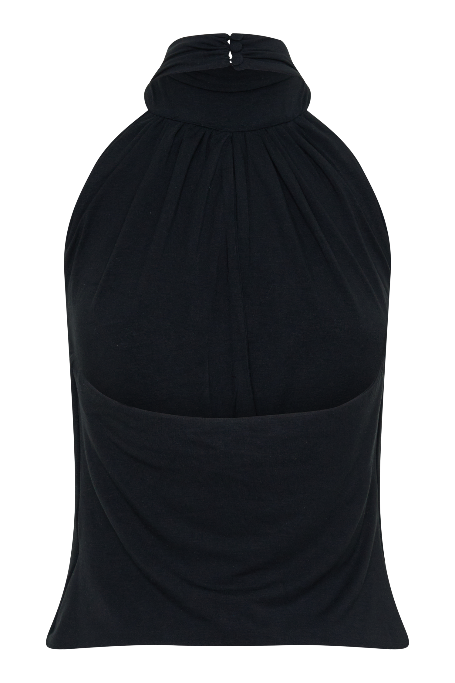 Viscose Sleeveless Halter Top - Black