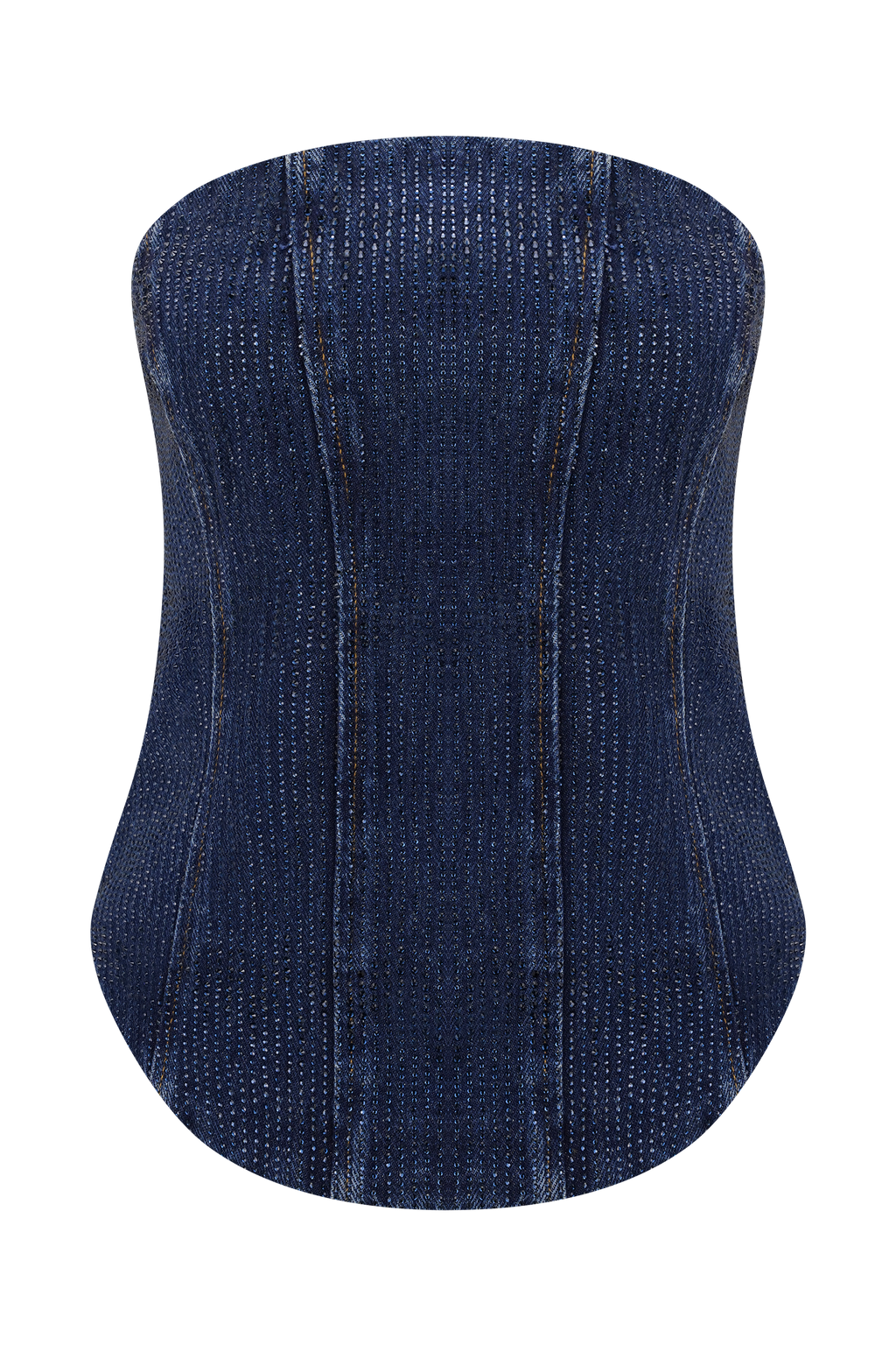 Strapless Diamante Denim Corset - Midnight Blue