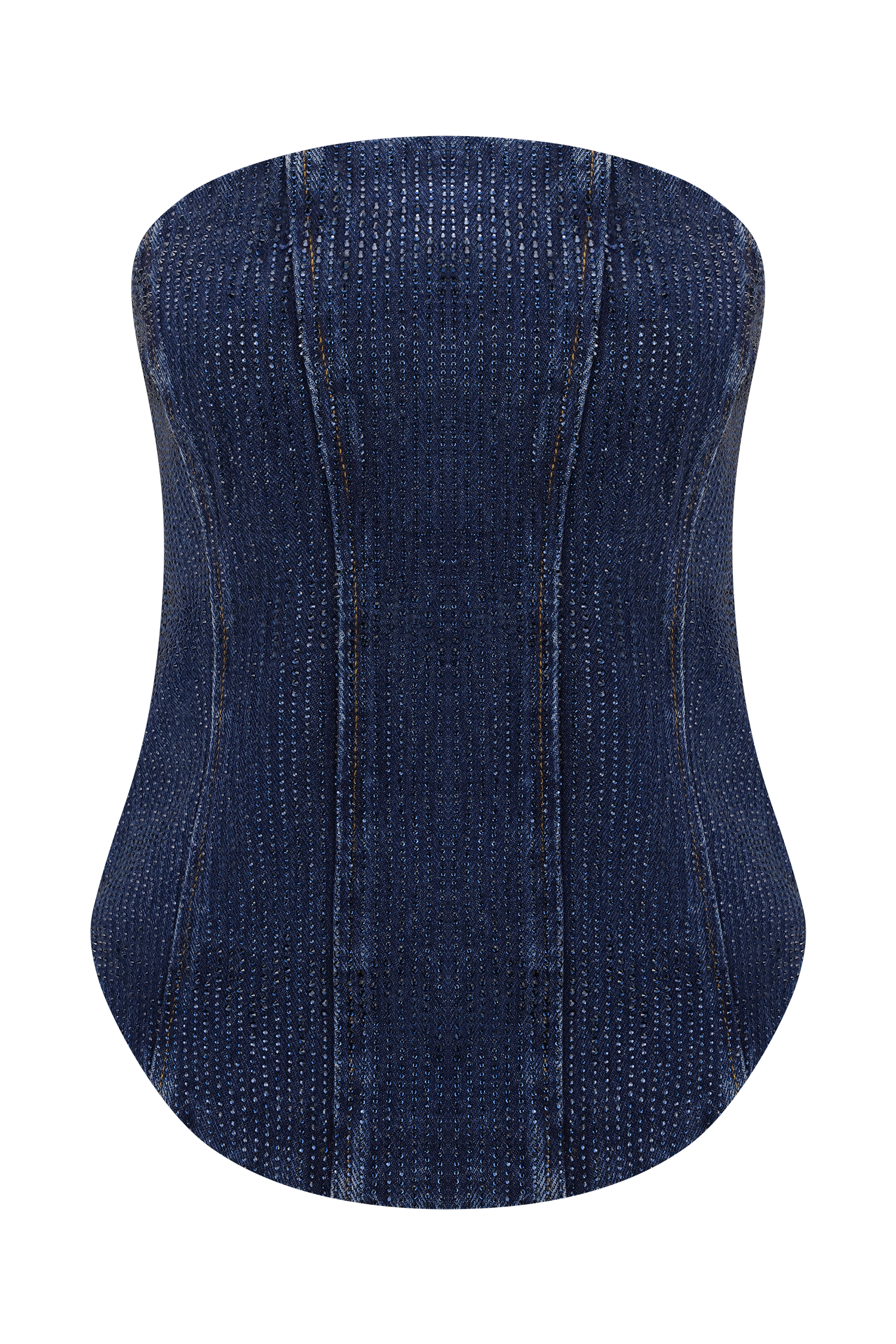 Strapless Diamante Denim Corset - Midnight Blue