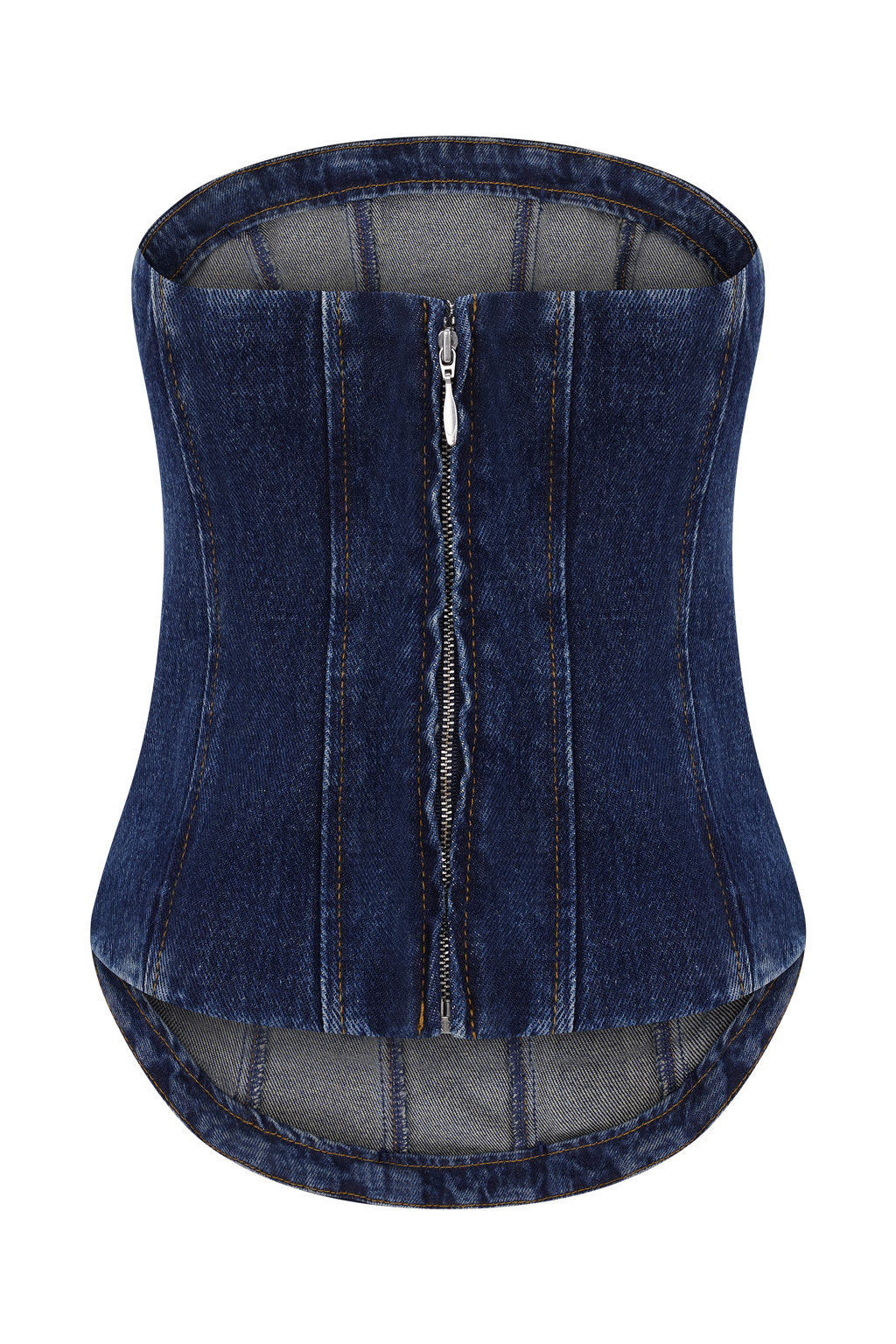 Strapless Diamante Denim Corset - Midnight Blue