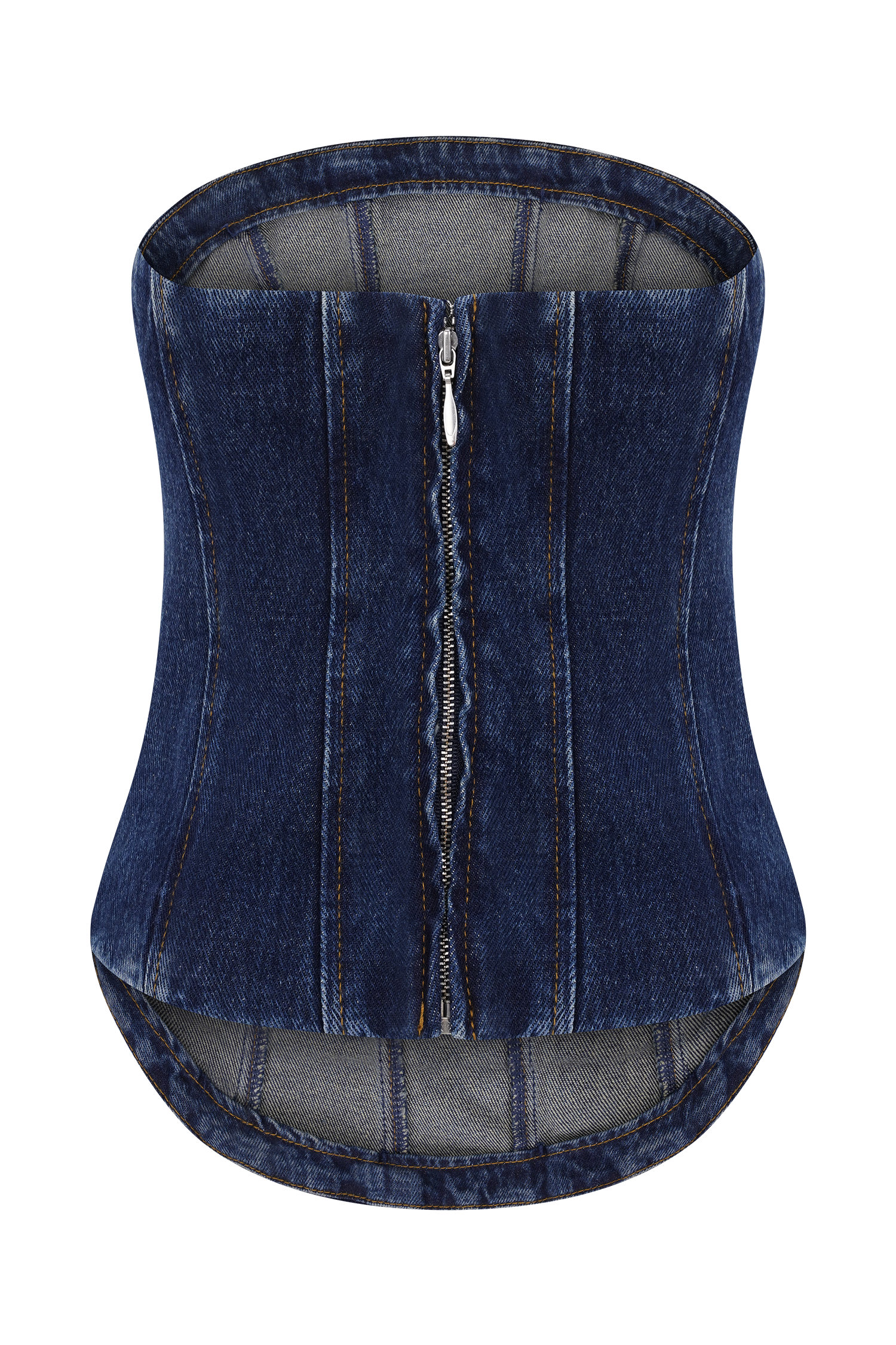 Strapless Diamante Denim Corset - Midnight Blue