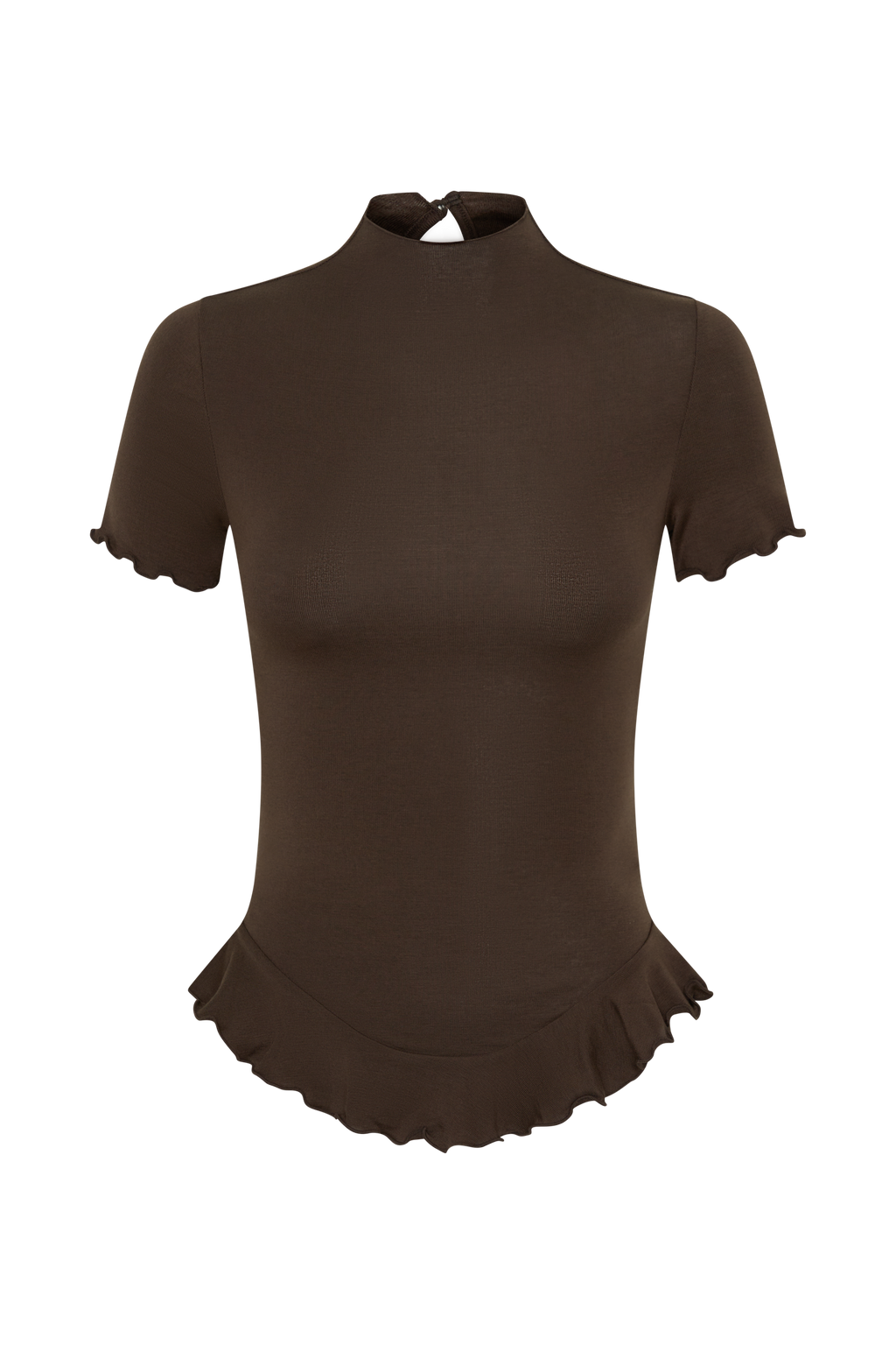 Short Sleeve Ruffle Top - Dark Chocolate