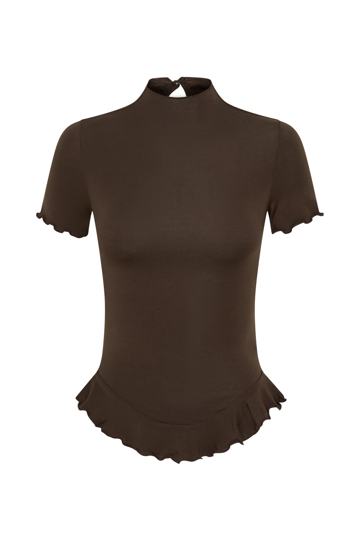 Short Sleeve Ruffle Top - Dark Chocolate
