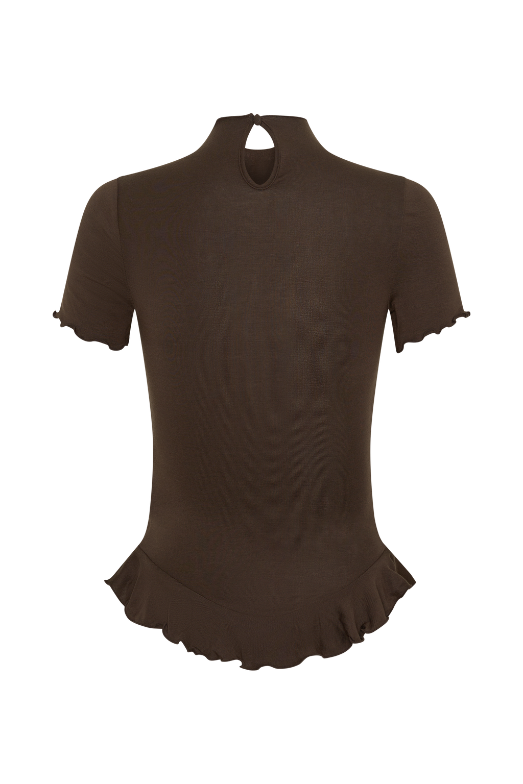 Short Sleeve Ruffle Top - Dark Chocolate