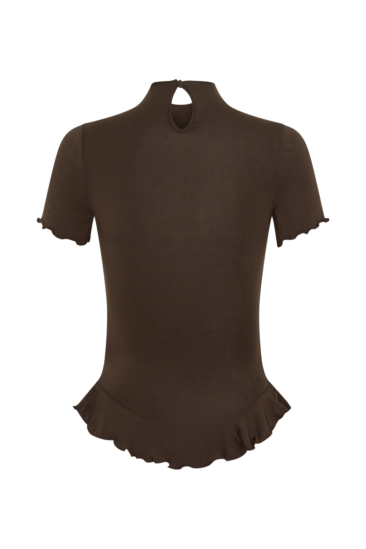 Short Sleeve Ruffle Top - Dark Chocolate