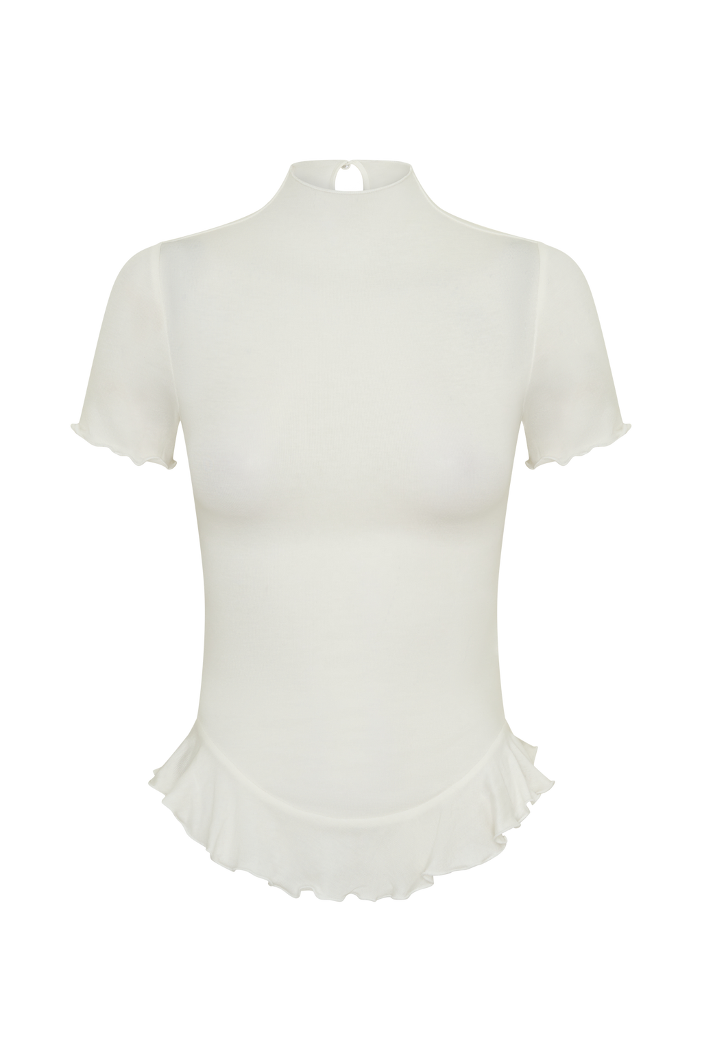 Short Sleeve Ruffle Top - White