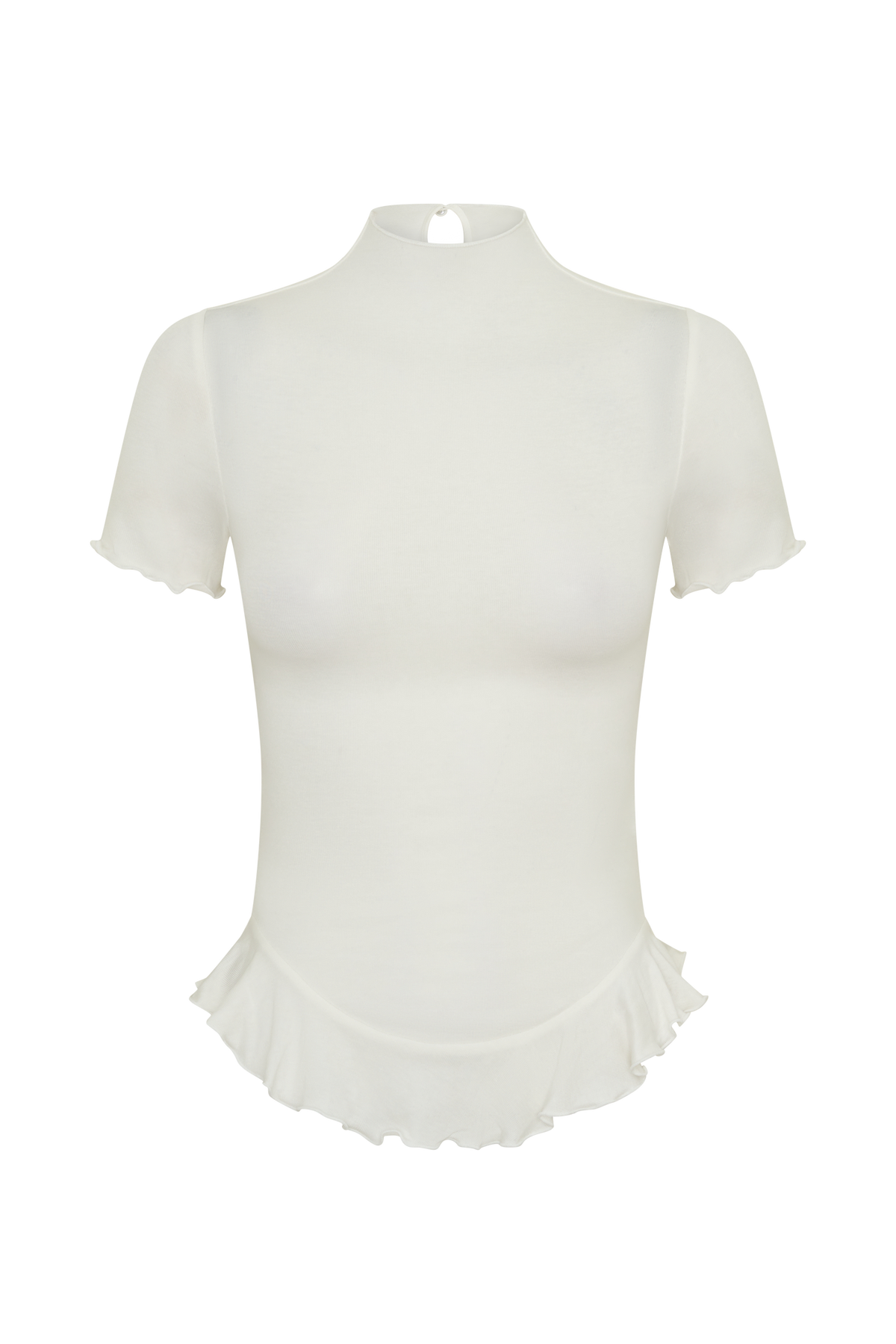 Short Sleeve Ruffle Top - White