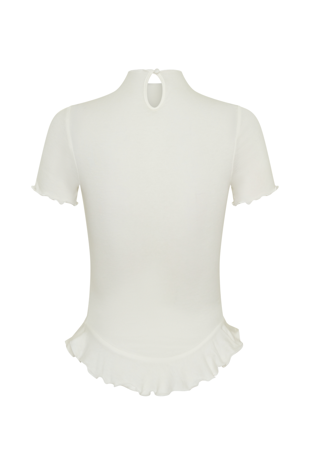 Short Sleeve Ruffle Top - White