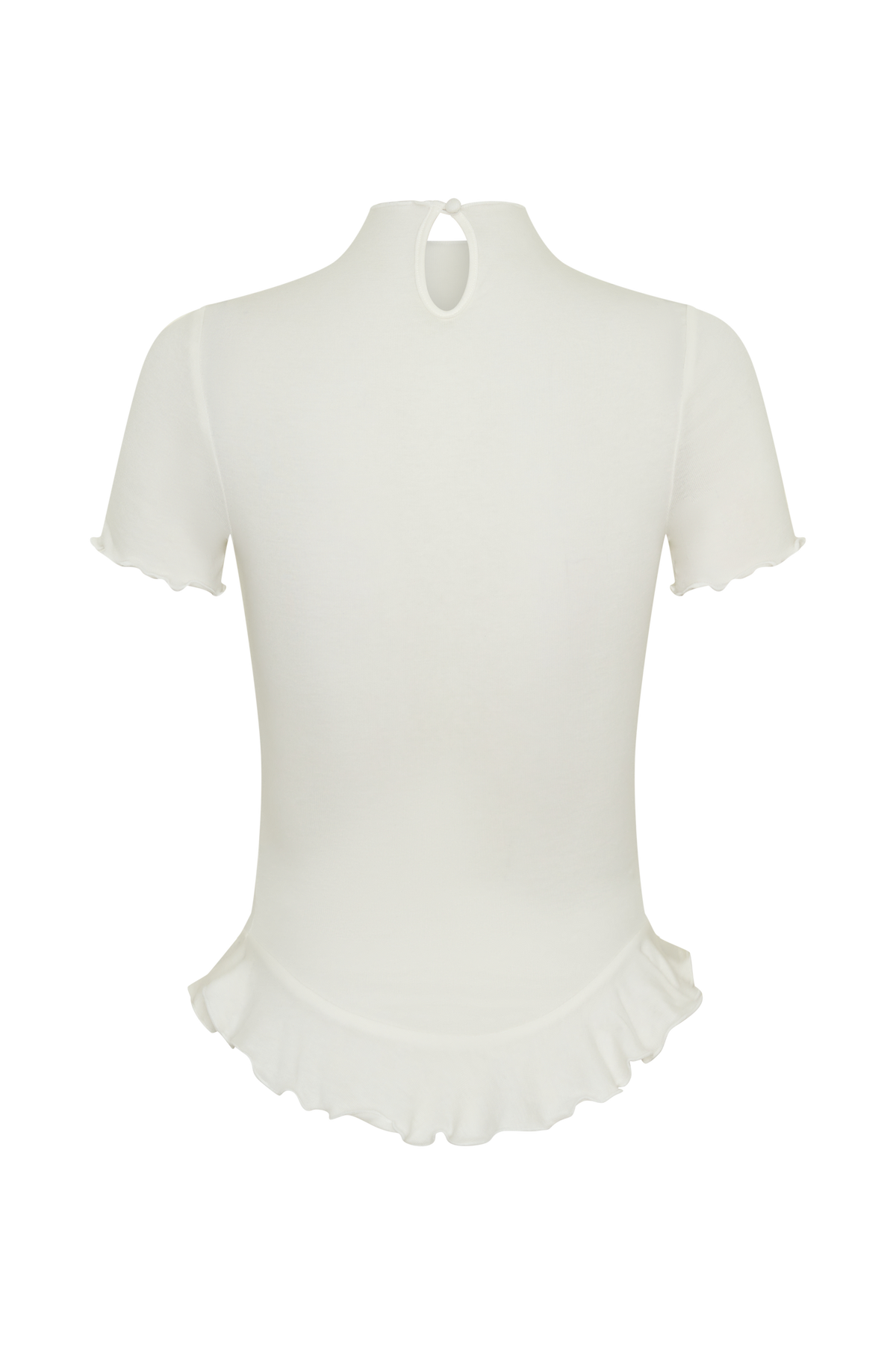 Short Sleeve Ruffle Top - White
