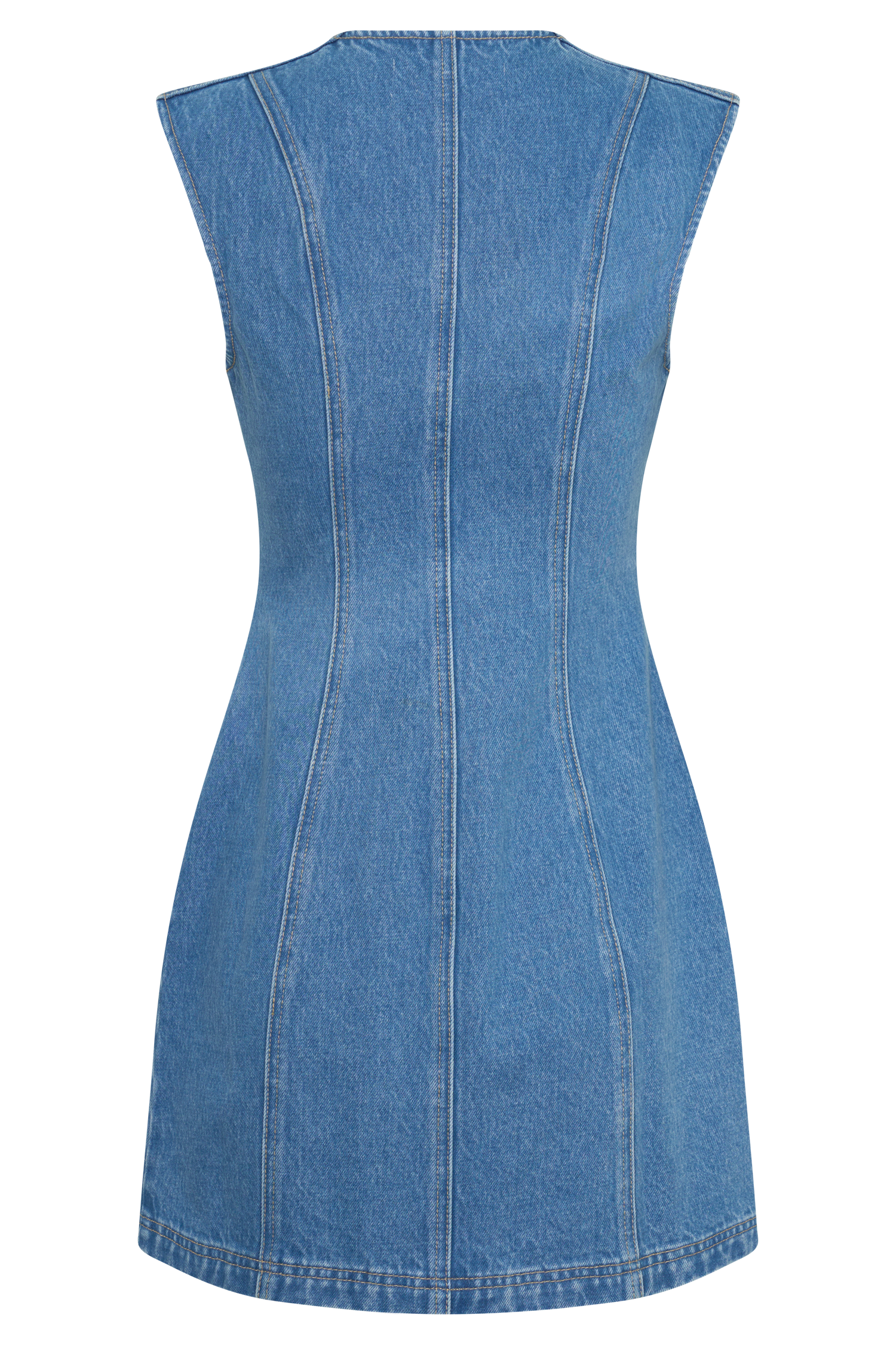 Button Front Denim Mini Dress - Summer Blue
