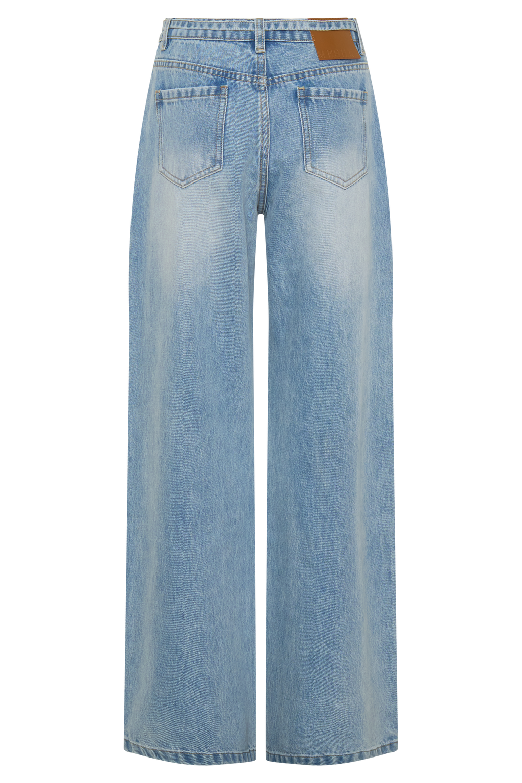 Spijkerjeans met rechte pijpen, normale taille en strikceintuur - gewassen lichtblauw