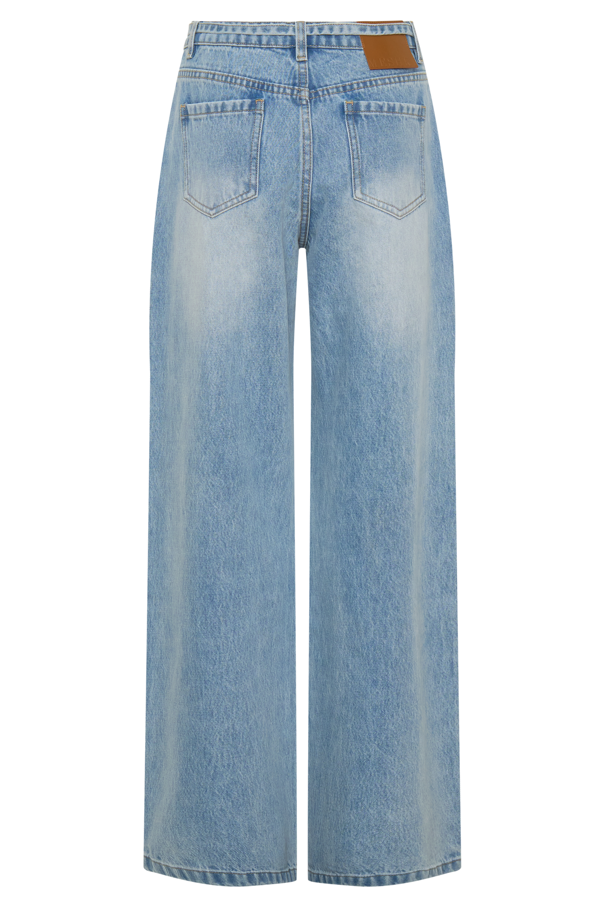 Spijkerjeans met rechte pijpen, normale taille en strikceintuur - gewassen lichtblauw