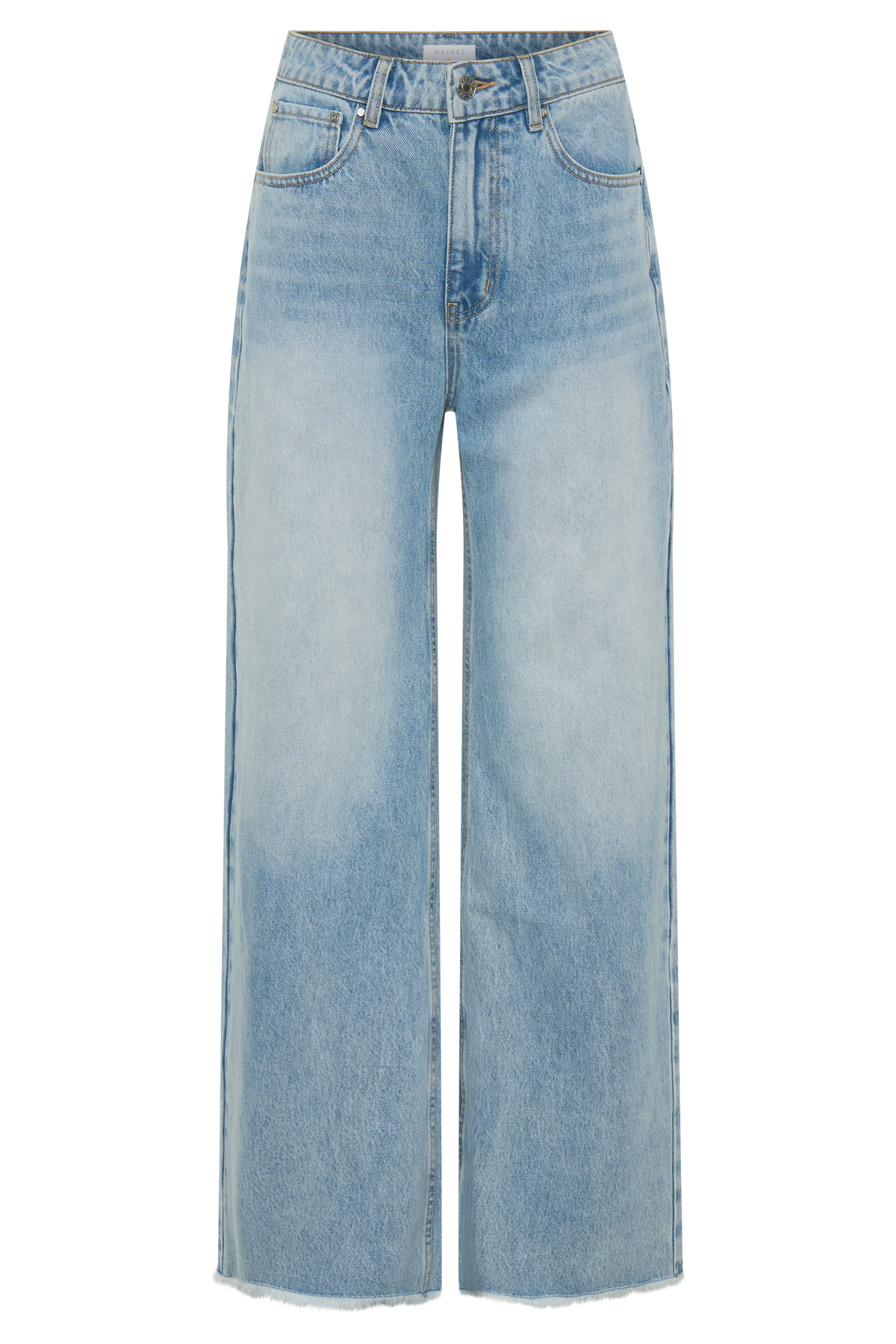 Spijkerjeans met rechte pijpen en rafelzoom - gewassen lichtblauw