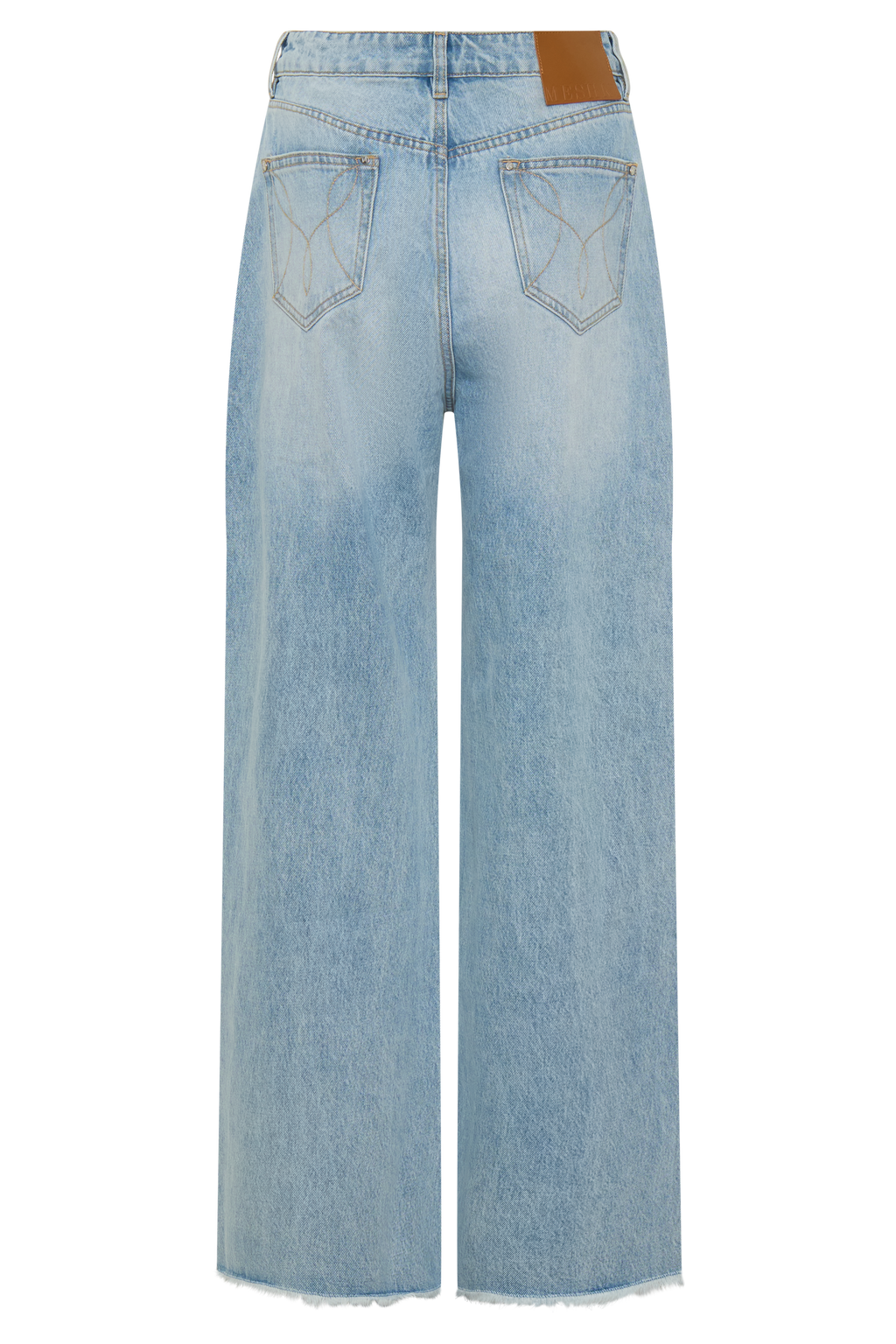 Spijkerjeans met rechte pijpen en rafelzoom - gewassen lichtblauw